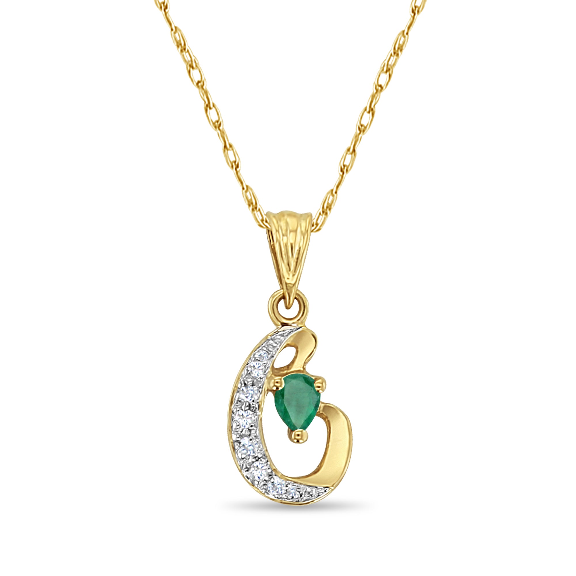 Elegant Pear-Shaped Emerald Necklace with Diamond Accents | 14K Gold Pendant for Women | Perfect for Weddings, Anniversaries & Special Occasions