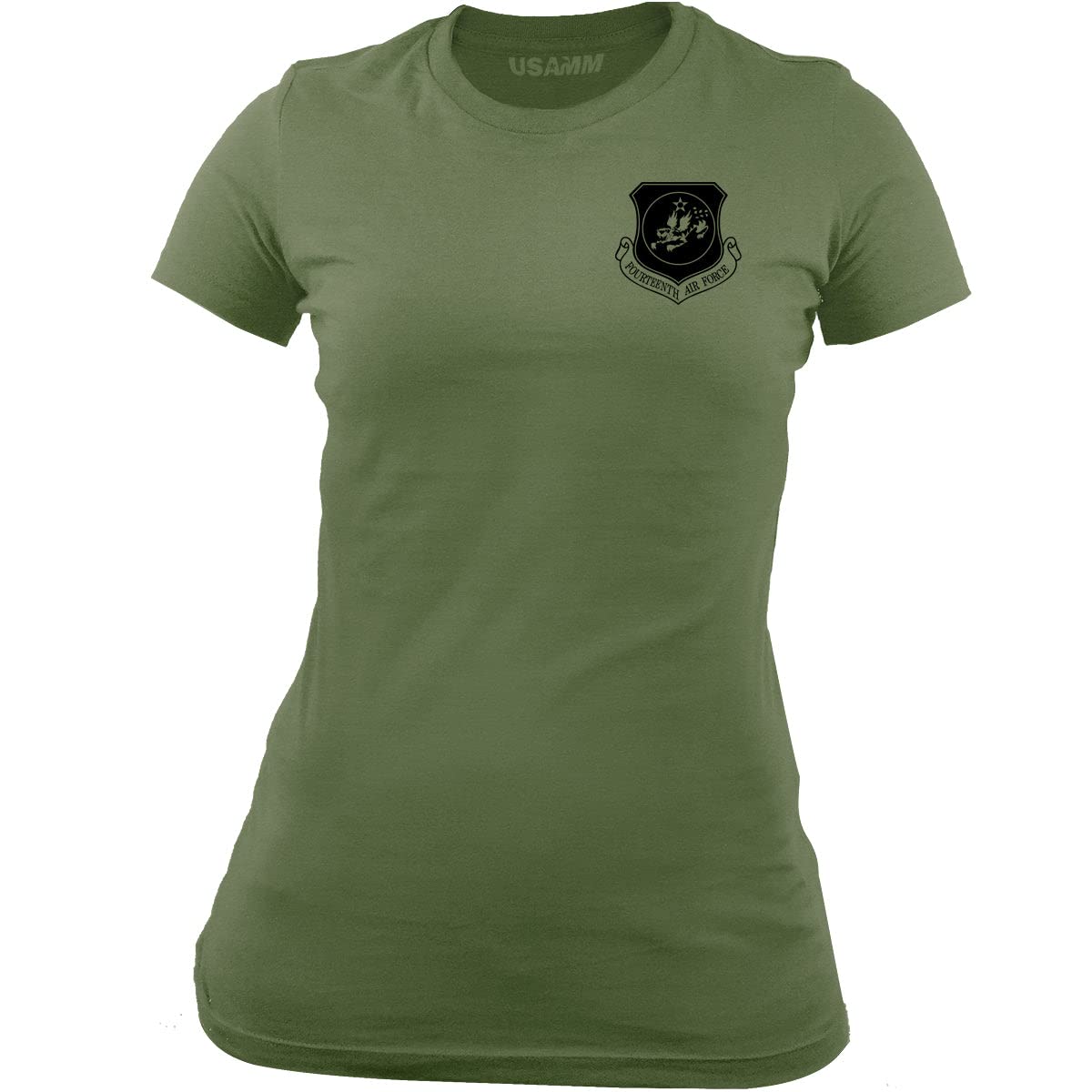 USAMM Women's Air Force 14th AAF Veteran Patch T-Shirt - Military Apparel for Veterans & Patriotic Women | Perfect for Memorial Day, Veterans Day & Military Events