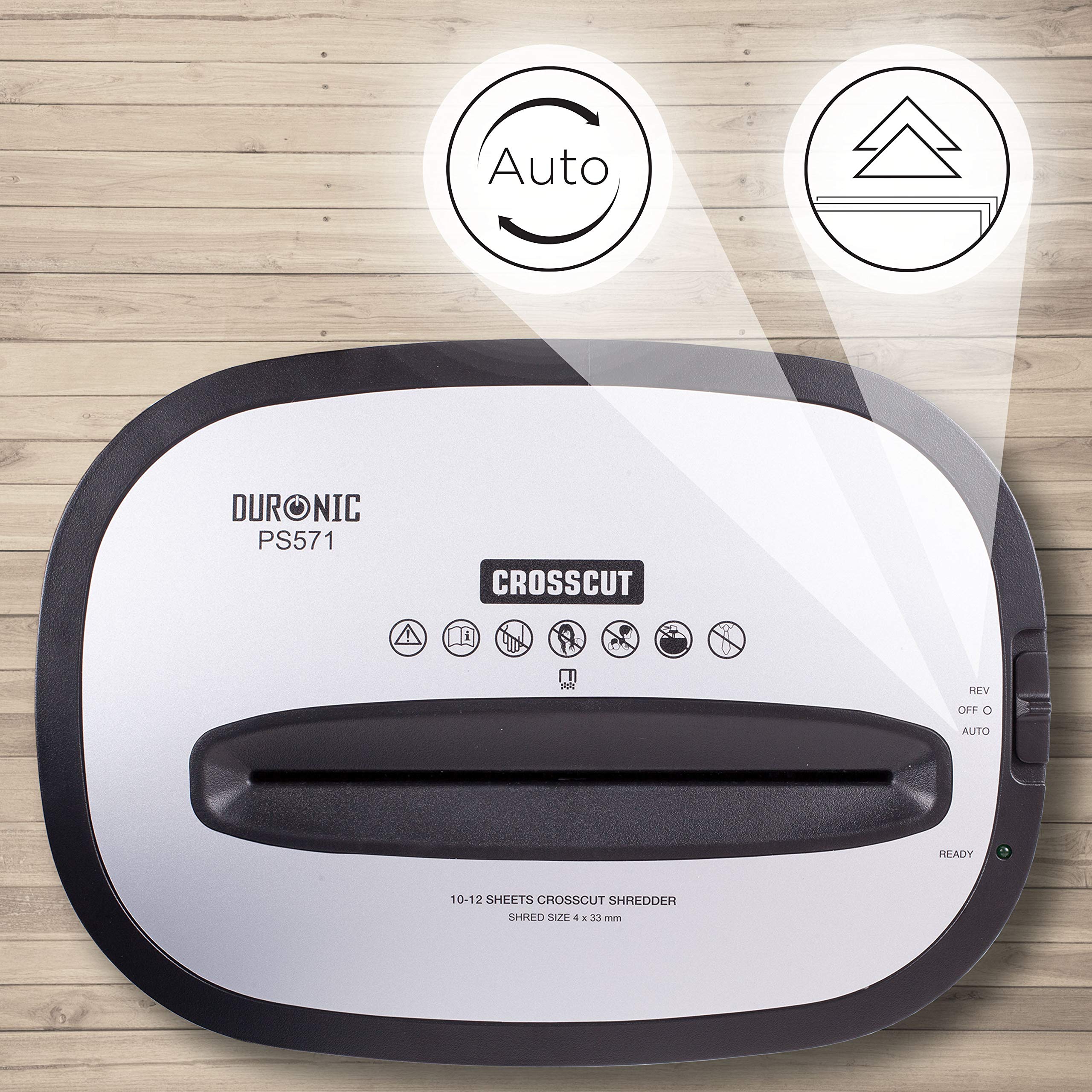 Duronic PS571 12-Sheet Cross Cut Paper Shredder - Heavy Duty Small Electric Shredder for Home & Office Use | Shreds Documents, Credit Cards, Envelopes | Secure Data Destruction | Perfect for Tax Records, Sensitive Files & Identity Protection (Black)