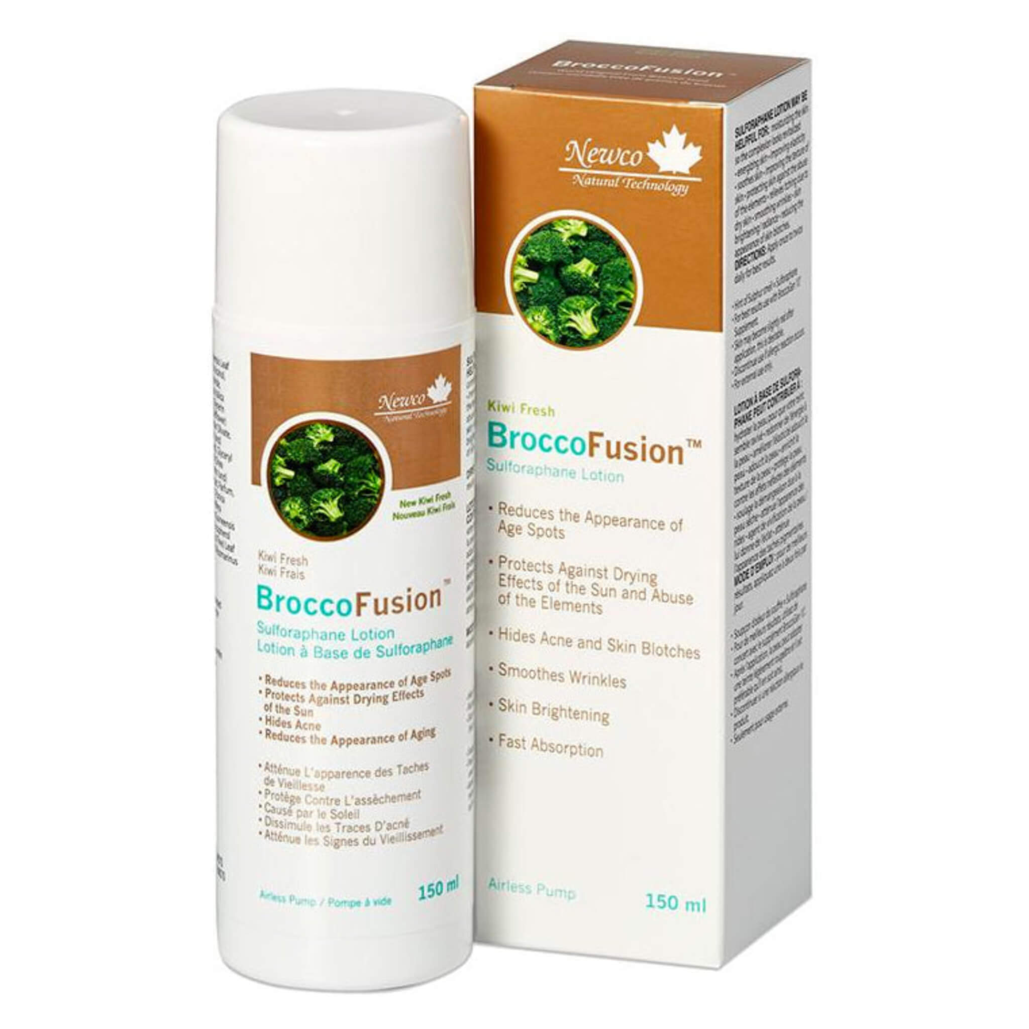 BroccoFusion Sulforaphane Lotion with Kiwi Extract - Antioxidant Skin Care for Face & Body - Glowing Complexion & Hydration - Perfect for Daily Moisturizing & Anti-Aging Routine