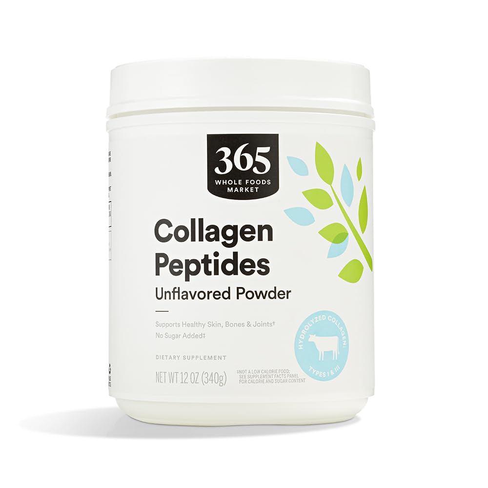 365 by Whole Foods Market Unflavored Collagen Peptides Protein Powder - 12oz | Hydrolyzed Collagen Supplement for Skin, Hair & Joint Support | Perfect for Smoothies, Coffee & Baking