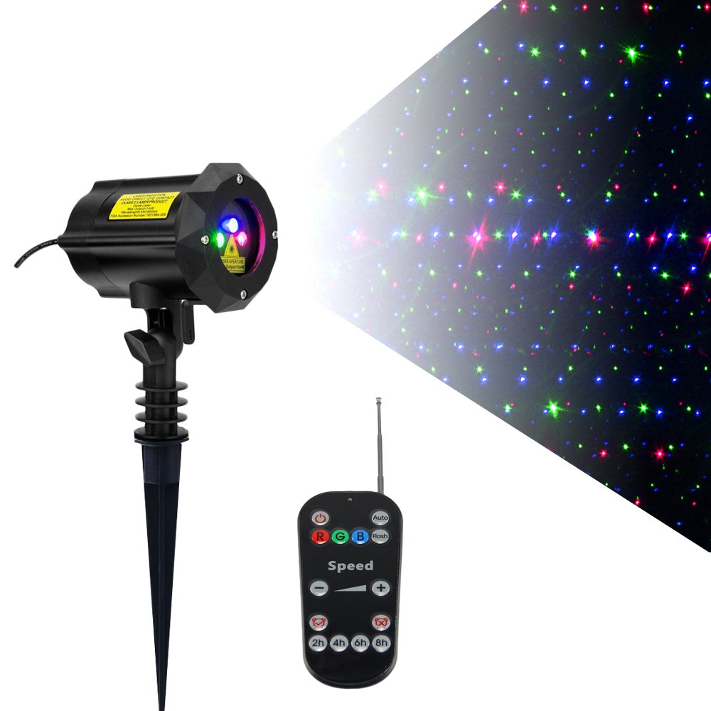 Outdoor Garden Laser Christmas Lights - Blue Red Green Moving Star Projector for Yard, Patio & Holiday Decorations | Perfect for Christmas, Halloween, Parties & Backyard Ambiance