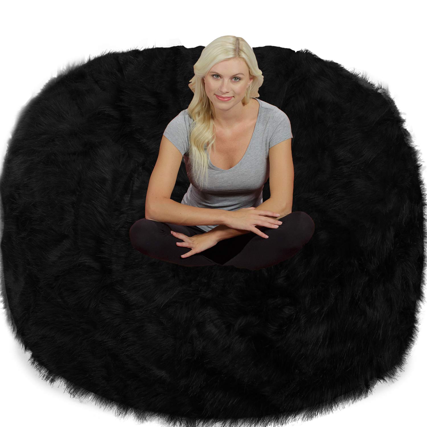 Chill Sack Giant 6-Foot Memory Foam Bean Bag Chair with Plush Faux Fur Cover - Oversized Comfortable Lounge Furniture for Living Room, Bedroom, Game Room & Dorm