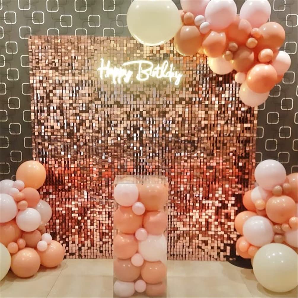 24 Pack Rose Gold Sequin Wall Backdrop - Shimmering Square Panels for Wedding, Party, Photography & Home Decor | Perfect for Photo Booths, Events & Social Media Backdrops