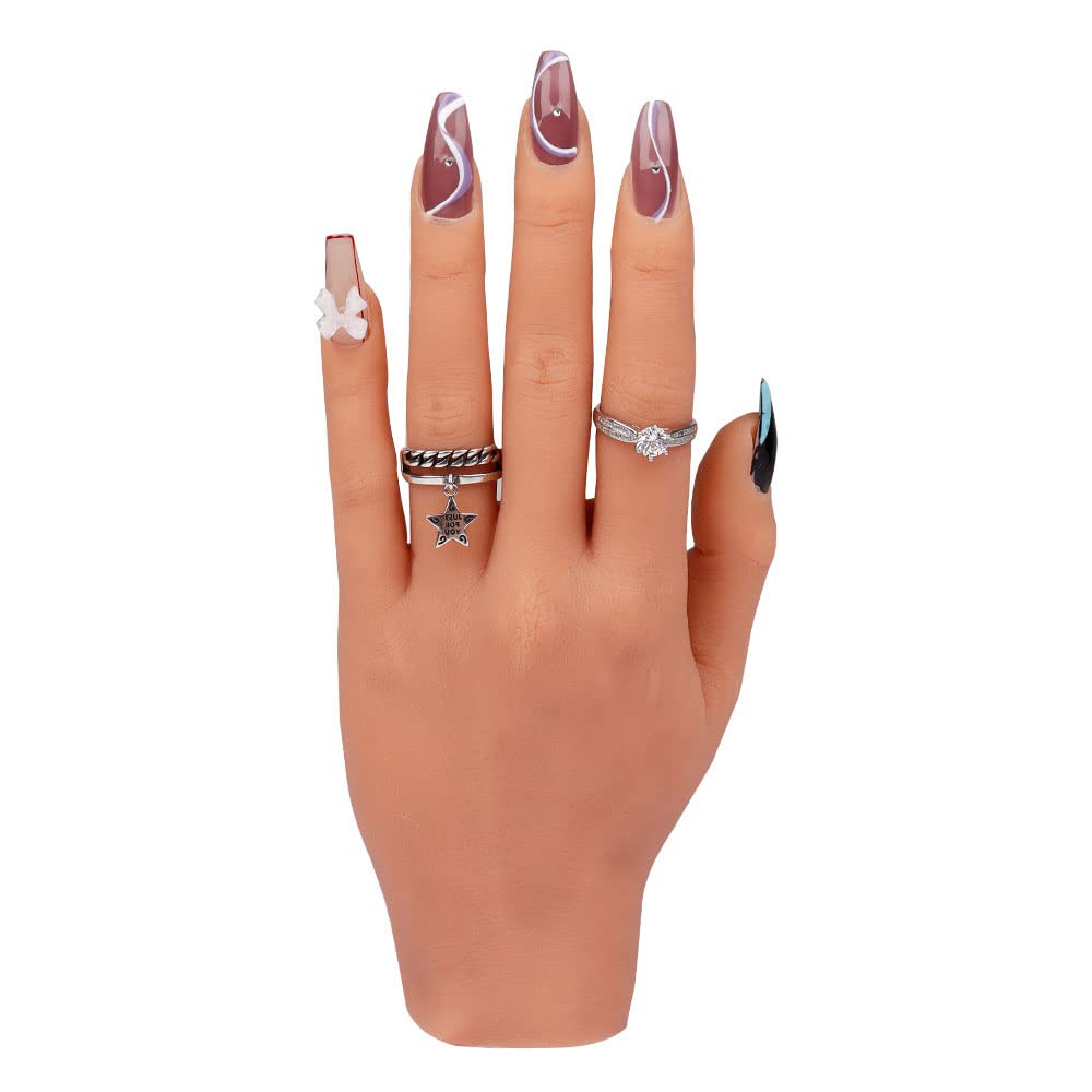 Flexible Silicone Practice Hand for Acrylic Nails - Movable Nail Training Hand for Nail Art, DIY & Print Practice - Durable Non-Slip Design (Perfect for Beginners, Salon Training & Home Nail Practice)
