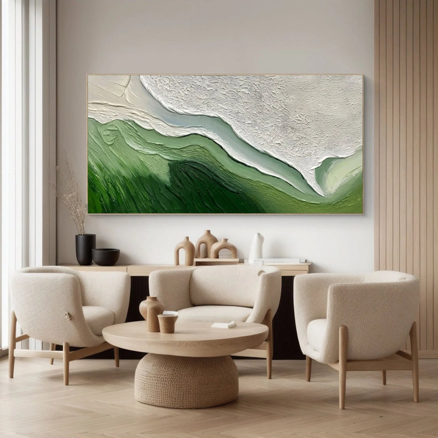 Blue & Green Abstract Wall Art Canvas Print #BG099 - Modern Home Decor for Living Room, Bedroom & Office