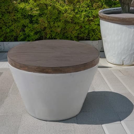 Modern Outdoor Coffee Table - Bowl-Shaped Concrete Side Table for Living Room, Patio, Backyard & Garden - Perfect for Lounging, Entertaining & Outdoor Decor