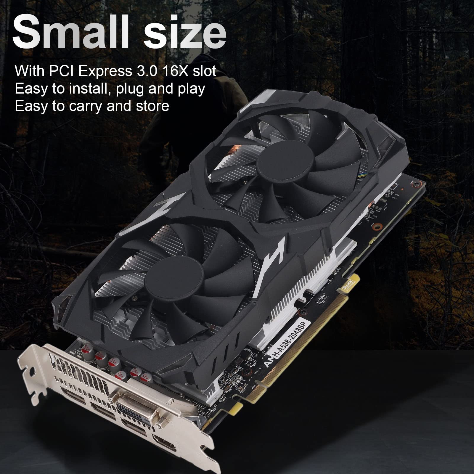 AMD Radeon RX 580 8GB GDDR5 256-Bit Gaming Graphics Card with Dual Cooling Fans - 1284/7000MHz, PCI Express 3.0, HDMI/DVI/DP Ports - Perfect for PC Gaming, VR, Video Editing & Cryptocurrency Mining
