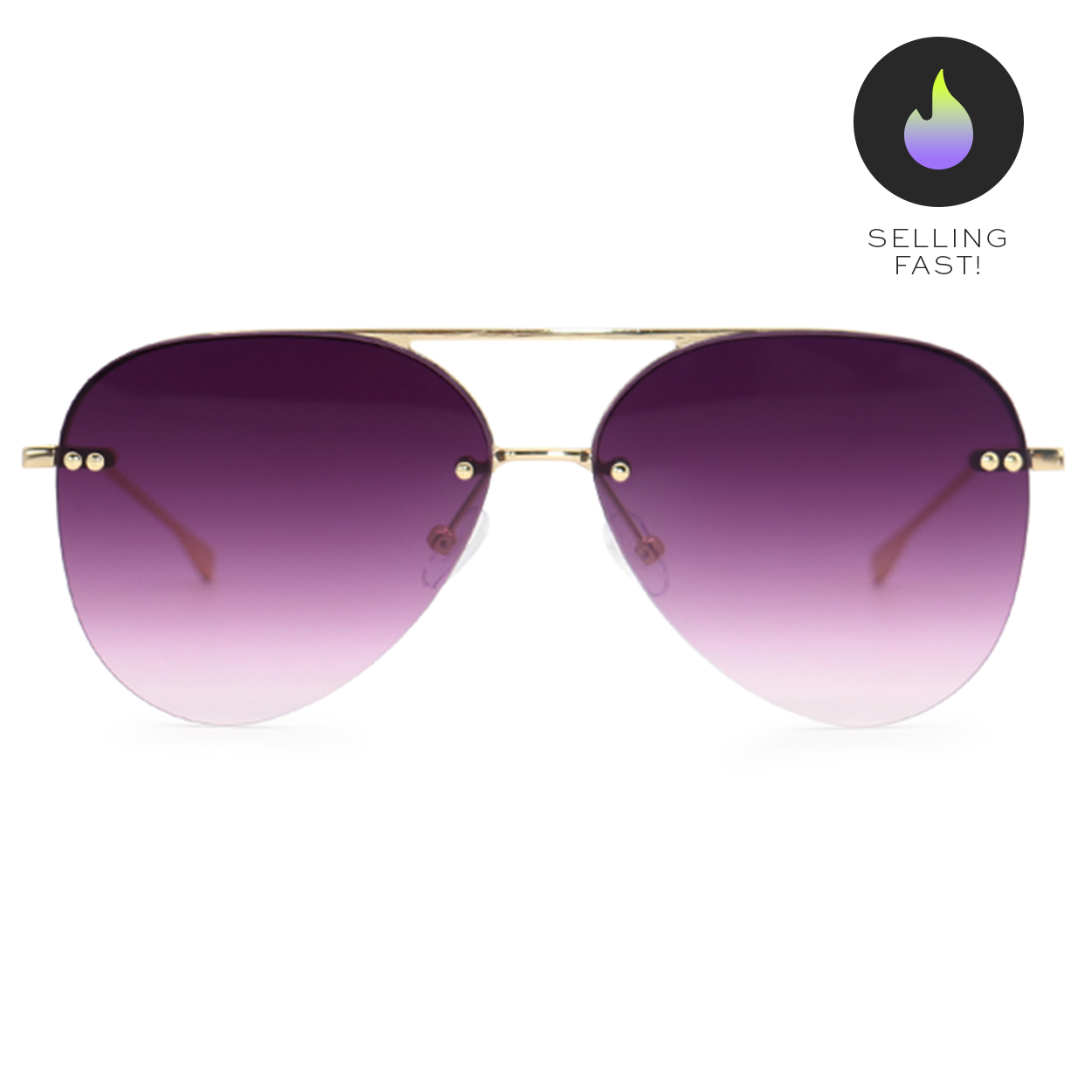 Smaller Megan 2 Purple Metal Aviator Sunglasses with Gold Frame - Stylish UV Protection Shades for Women, Men, Outdoor Activities, Driving & Fashion Accessories