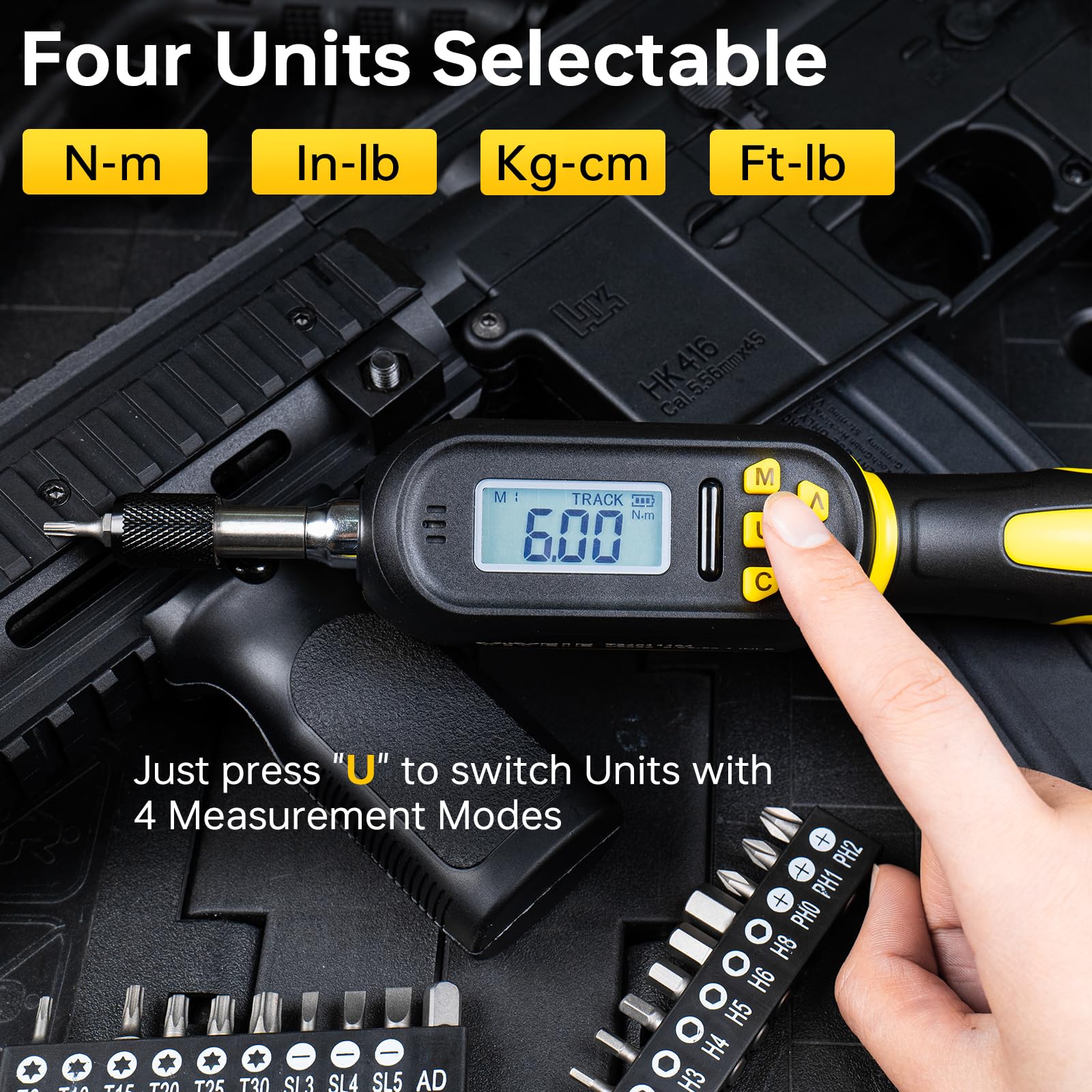 32PCS Digital Torque Screwdriver Set (2.66-53.1 in-lbs / 0.3-6 Nm) with Buzzer & LED Indicator - Adjustable Torque Wrench Kit with Bits & Sockets - Perfect for Electricians, DIY Projects, and Automotive Repairs