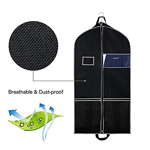 2 Pack 43-Inch Heavy Duty Garment Bags for Travel & Storage - Waterproof Hanging Suit Bag with Zipper Pockets & Handles - Perfect for Suits, Dresses, Coats & Jackets - Ideal for Business Trips, Weddings & Closet Organization