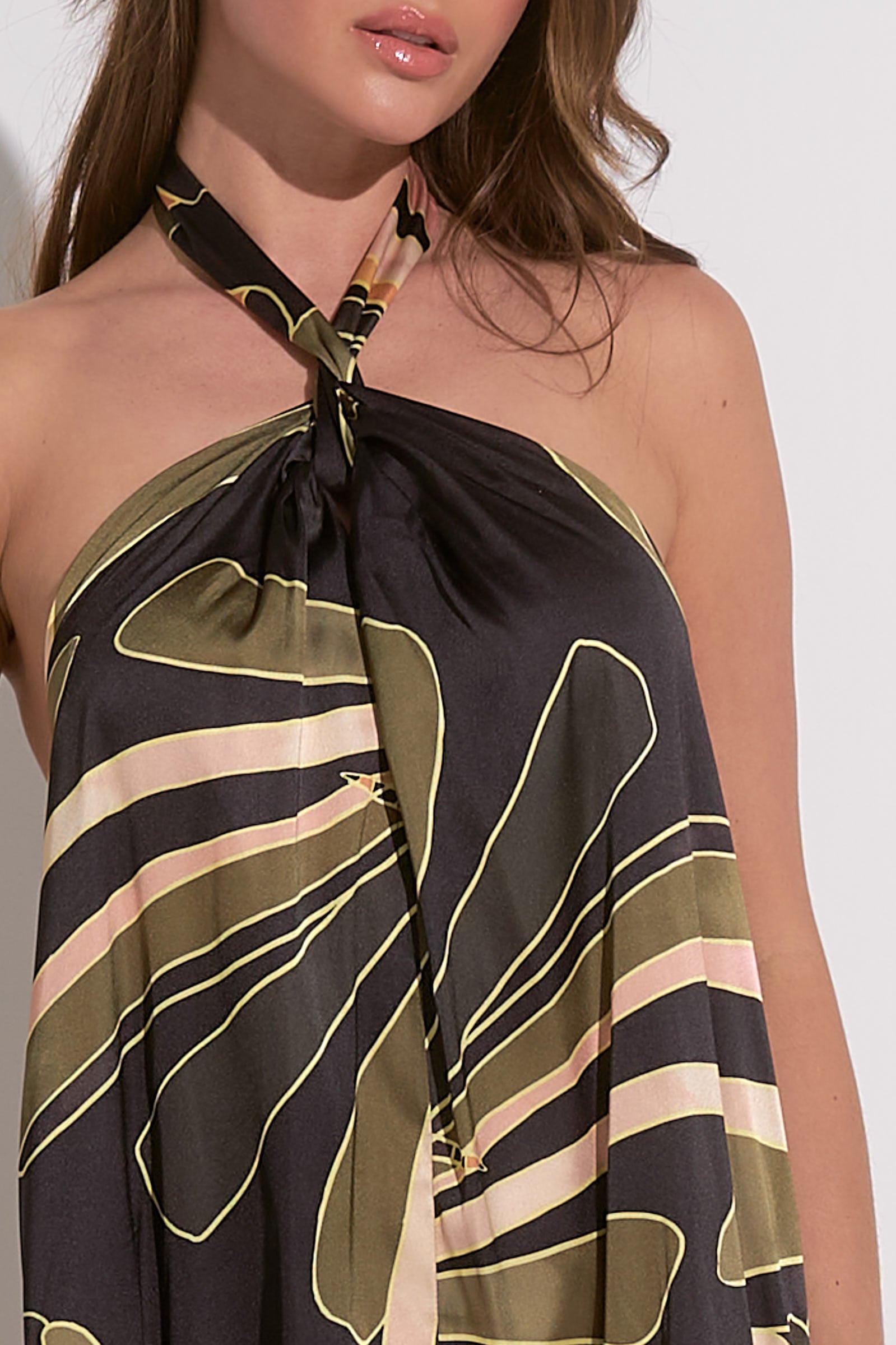 Leigh Halter Maxi Dress for Women - Flowy Summer Beach Dress with Side Slit, Boho Chic Long Dress for Vacation, Party & Date Night