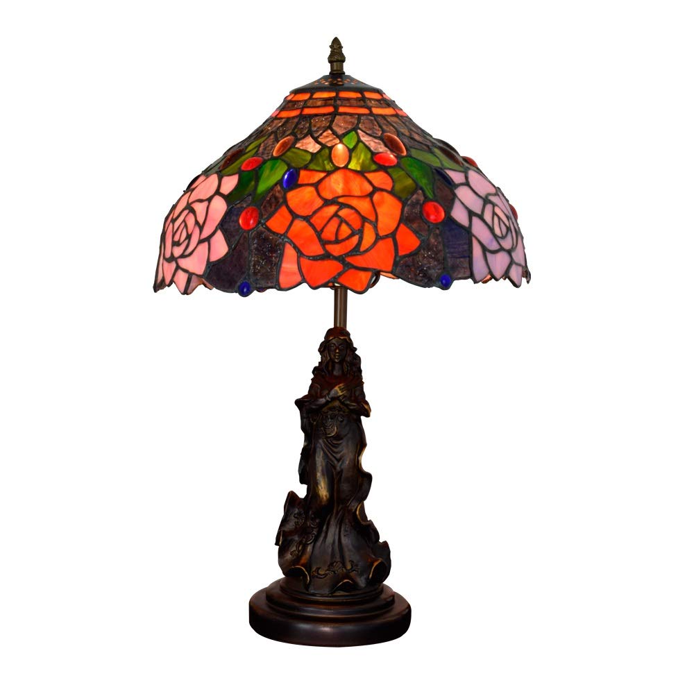 Vintage Tiffany Style Stained Glass Table Lamp - 12