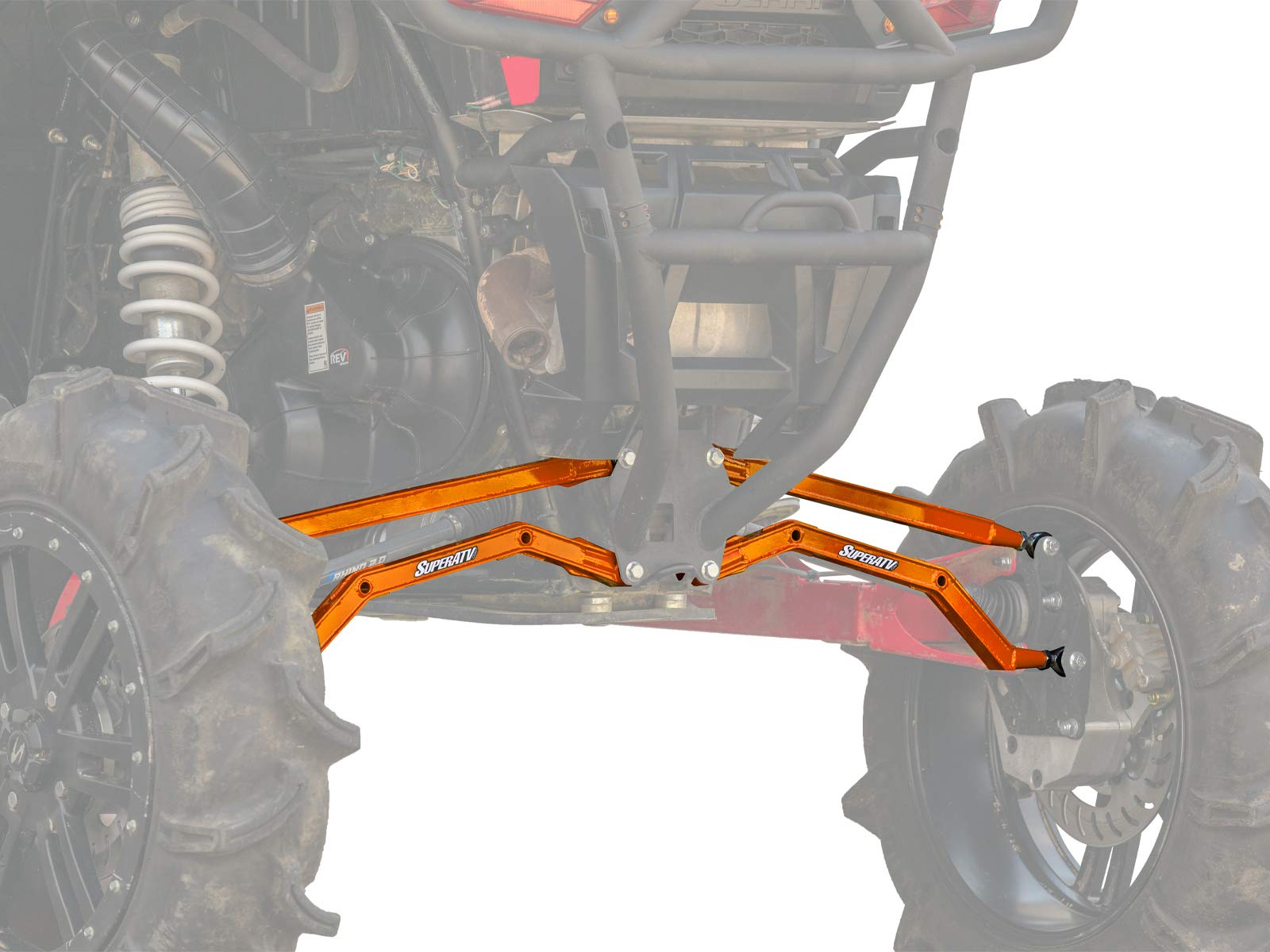 SuperATV Heavy-Duty High Clearance Boxed Rear Radius Arms for 2014+ Polaris RZR XP 1000 & XP 4 1000 UTV - 4X Stronger Than OEM - Orange Powder Coat - Off-Road Racing & Trail Riding Upgrade - Not Compatible With Polaris Rear Bumpers