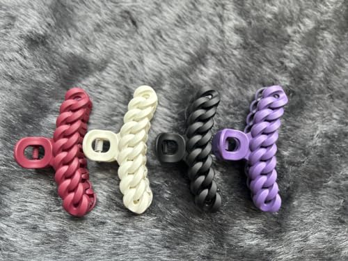 CHRONEX 4PC Korean Style Hair Claw Clips - 3.5'' Non-Slip Hair Clips for Women & Girls, Perfect for Thin Hair & Hair Extensions - Great for Everyday Styling, Updos, and Ponytails