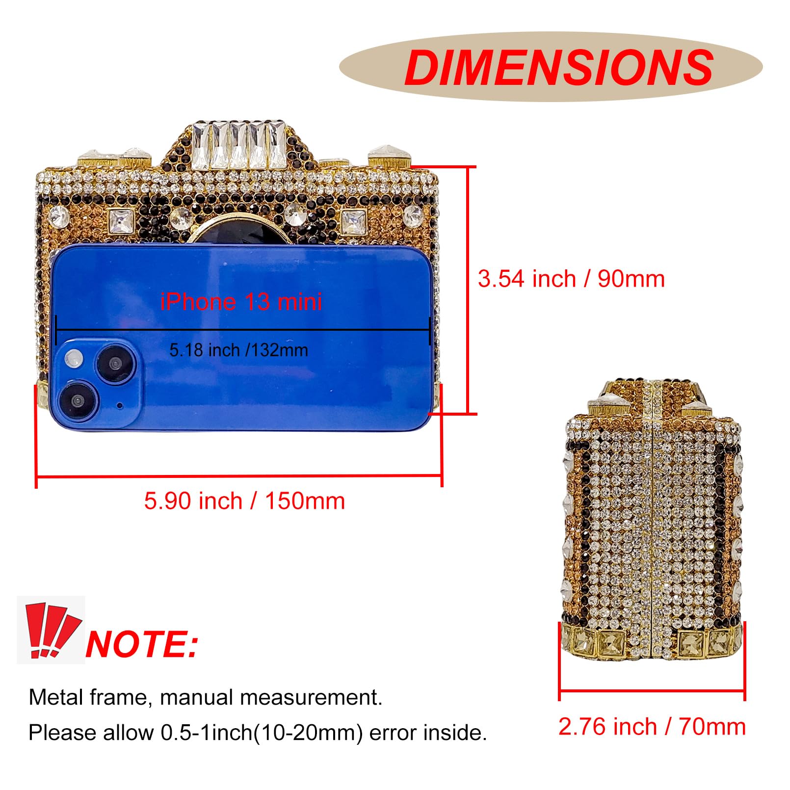 Cute Camera-Shaped Crystal Clutch Purse - Mini Rhinestone Evening Bag for Women - Wedding Party Handbag - Elegant Accessory for Prom, Date Night & Special Occasions