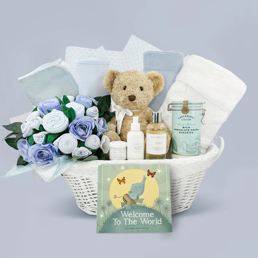 Luxury Baby Boy Gift Basket - Premium Newborn Essentials & Keepsakes for Baby Showers, Birthdays & Special Occasions | SKU: LBG1043