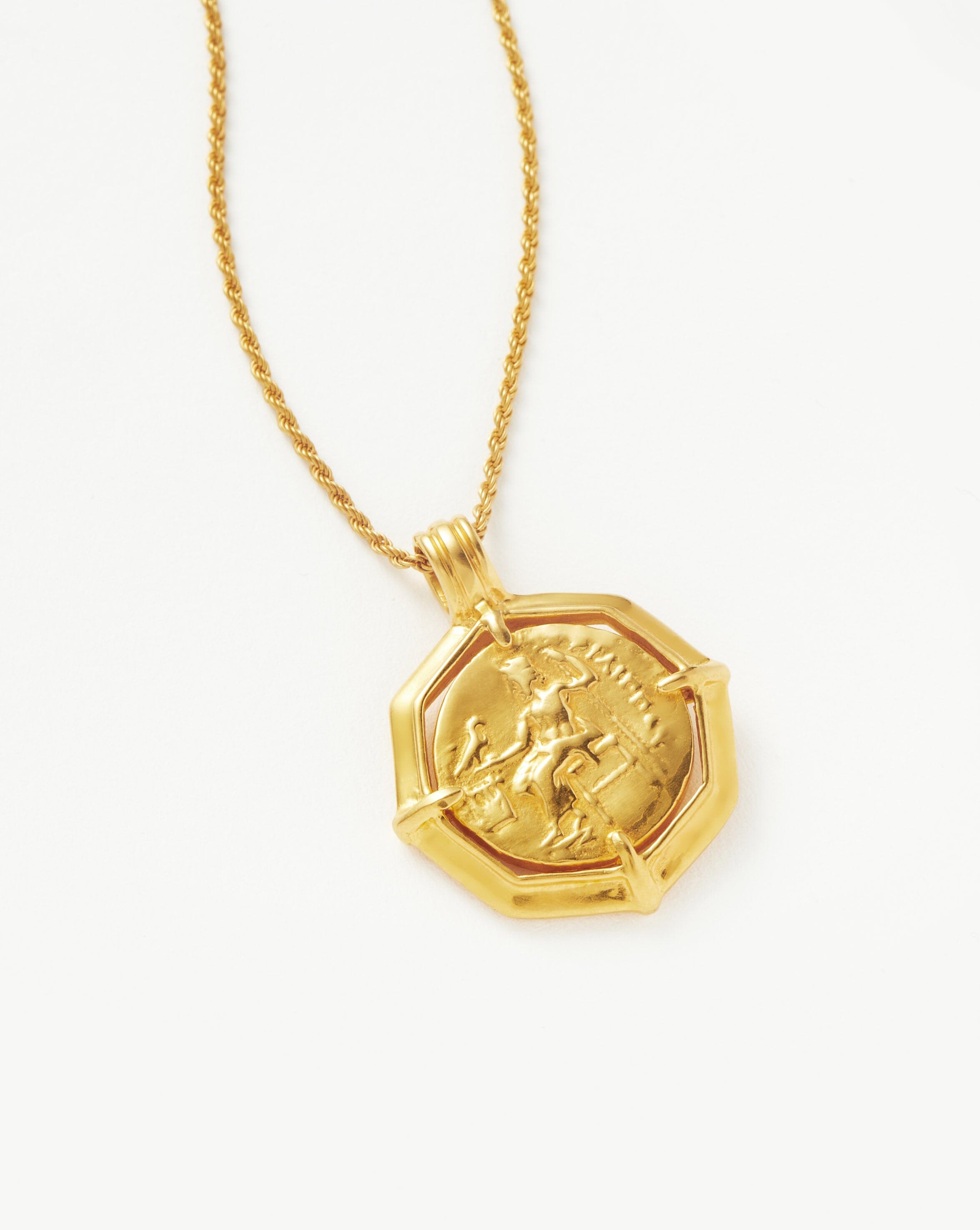 Lucy Williams Engravable Octagon Medallion Coin Necklace - 18k Gold Plated Personalized Jewelry Gift for Women | Perfect for Anniversaries, Birthdays & Special Occasions