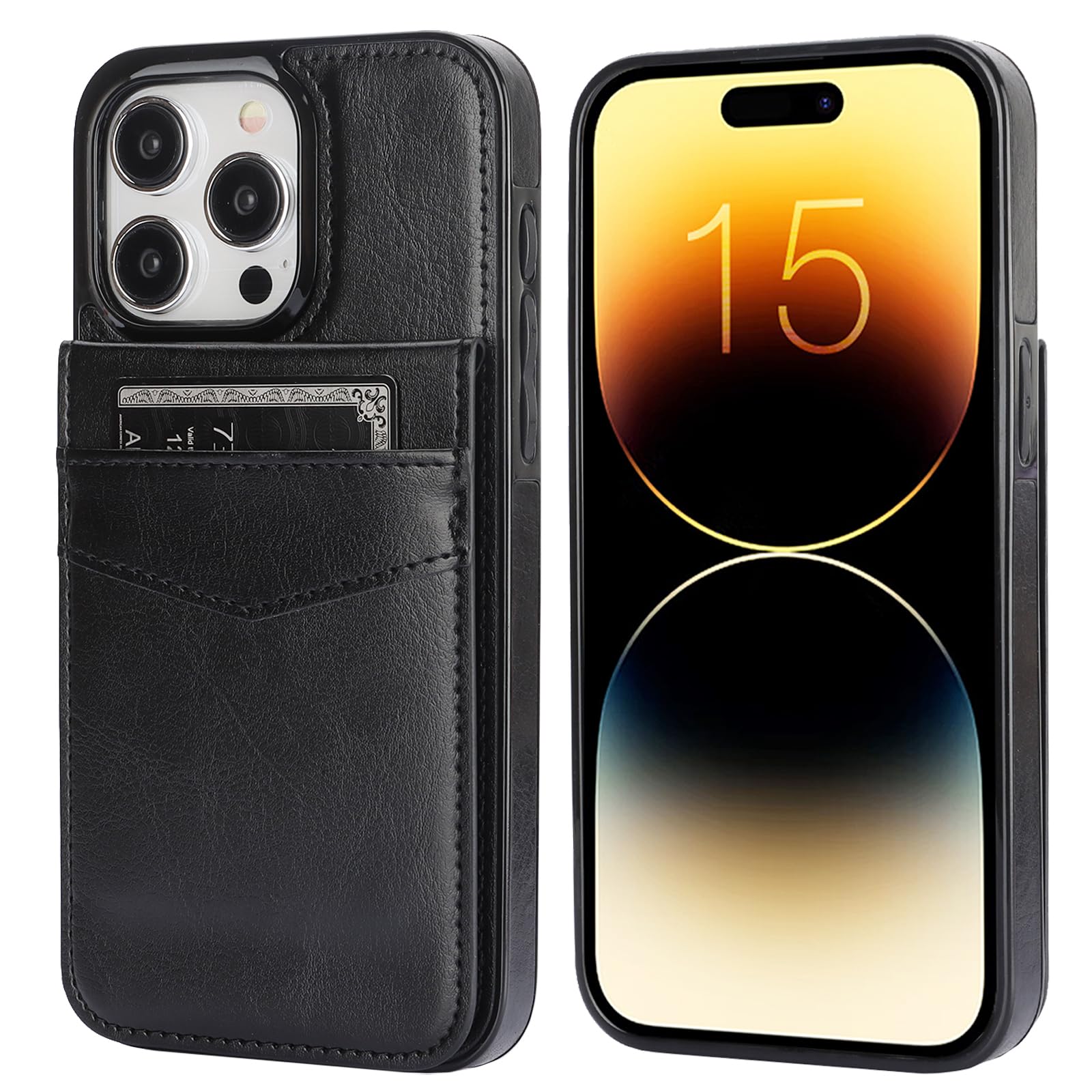 Premium Leather Magnetic Flip Wallet Case for iPhone 15 Pro Max 6.7