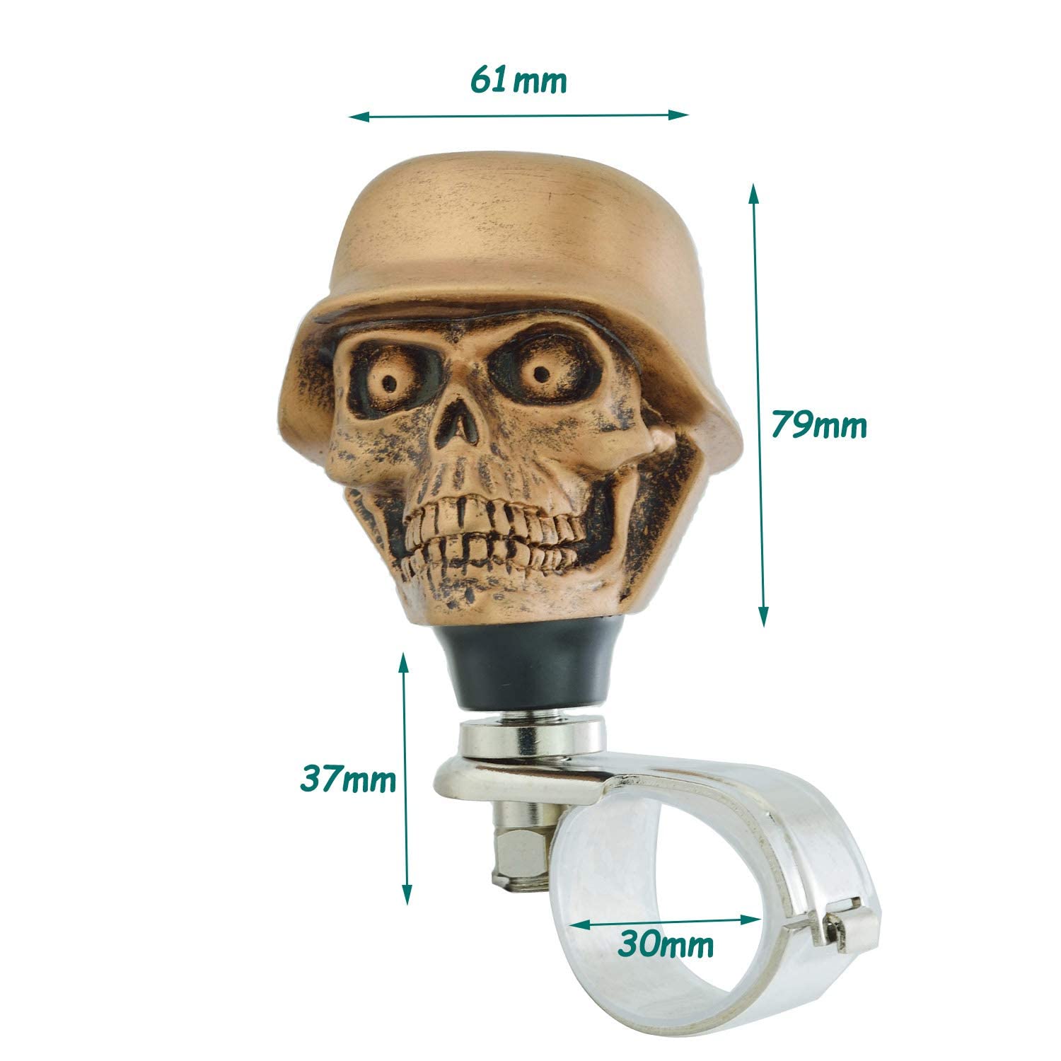Lunsom Skull Soldier Steering Wheel Spinner - Power Grip Suicide Knob with Green Eyes, Universal Car Turning Aid for Manual & Automatic Vehicles (Bronze) | Perfect for Truckers, RV Drivers & Long-Distance Commuting