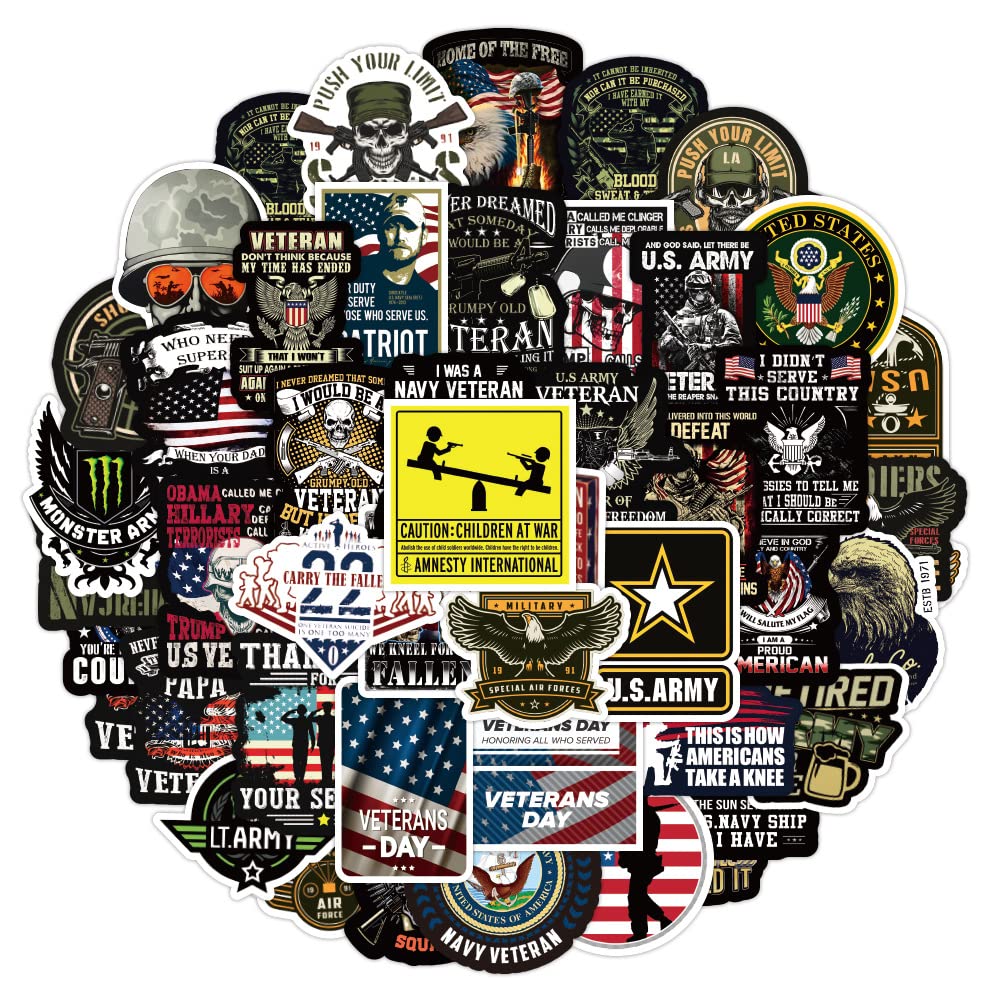 50PCS Military Stickers - US Army, Navy, Air Force & Infantry Decals - Waterproof Vinyl Stickers for Phones, Laptops, Tablets, Cars, Bikes, Helmets & More - Perfect for Kids, Teens, Adults & Patriotic Decor - Great for DIY Projects, Gifts & Personalizing Belongings