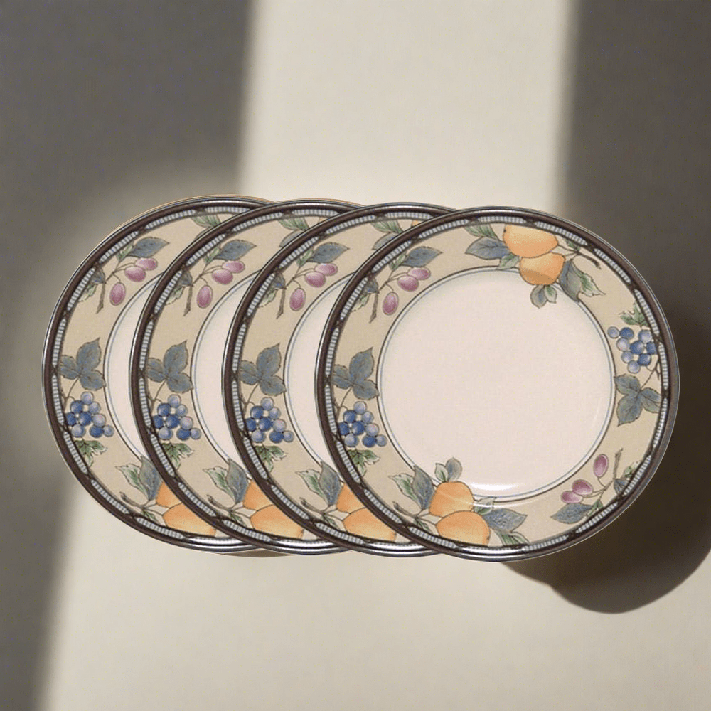 Garden Harvest® Bread and Butter Plates Set of 4 - Elegant Appetizer Dishes for Dinner Parties, Tea Time & Home Decor - Durable Porcelain Small Plates for Desserts, Snacks & Entertaining
