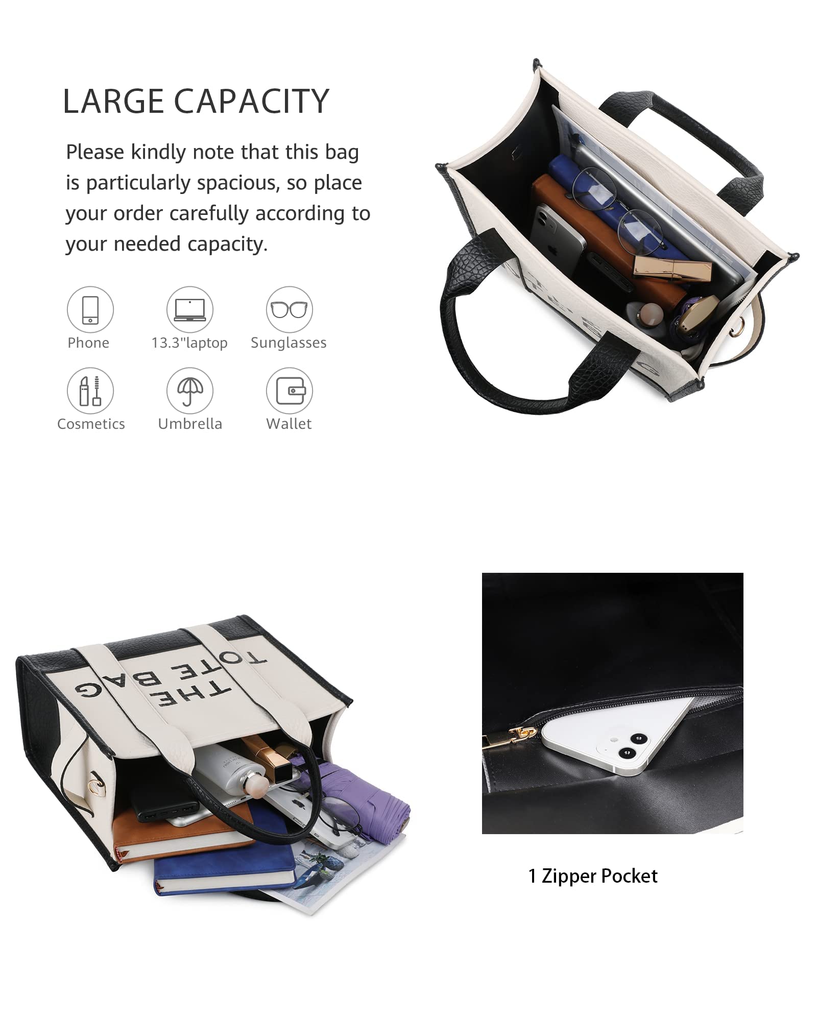 Stylish Women's Zippered Tote Bag - Fashionable Shoulder & Crossbody Work Handbag in Patchwork Blue | Perfect for Office, Travel & Daily Commute
