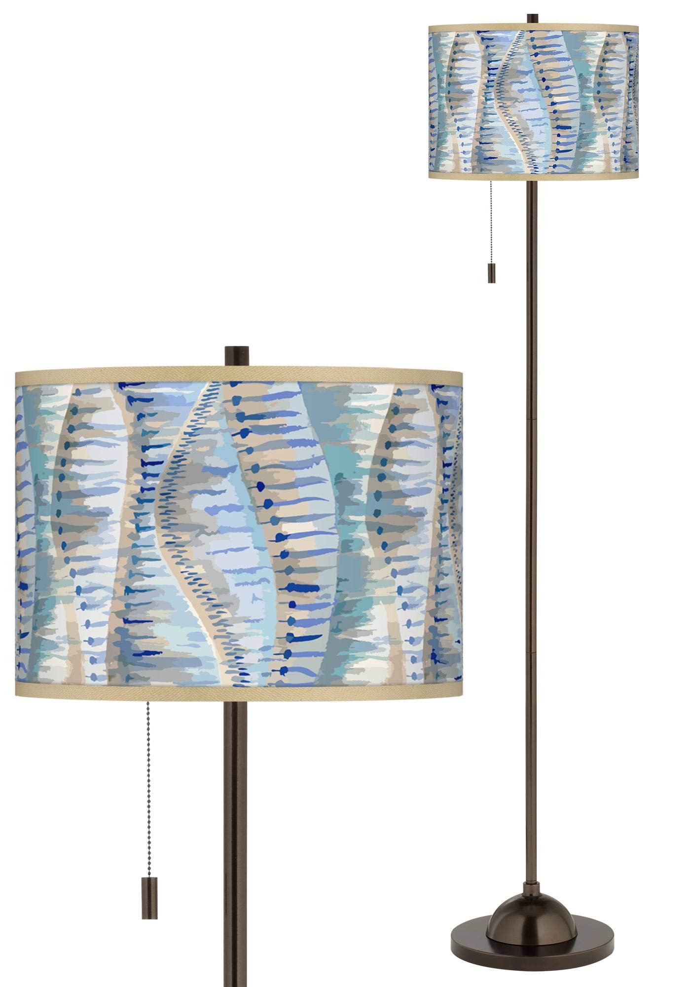 Siren Bronze Club Floor Lamp with Printed Fabric Shade - Modern Lighting for Living Room, Bedroom & Office Decor