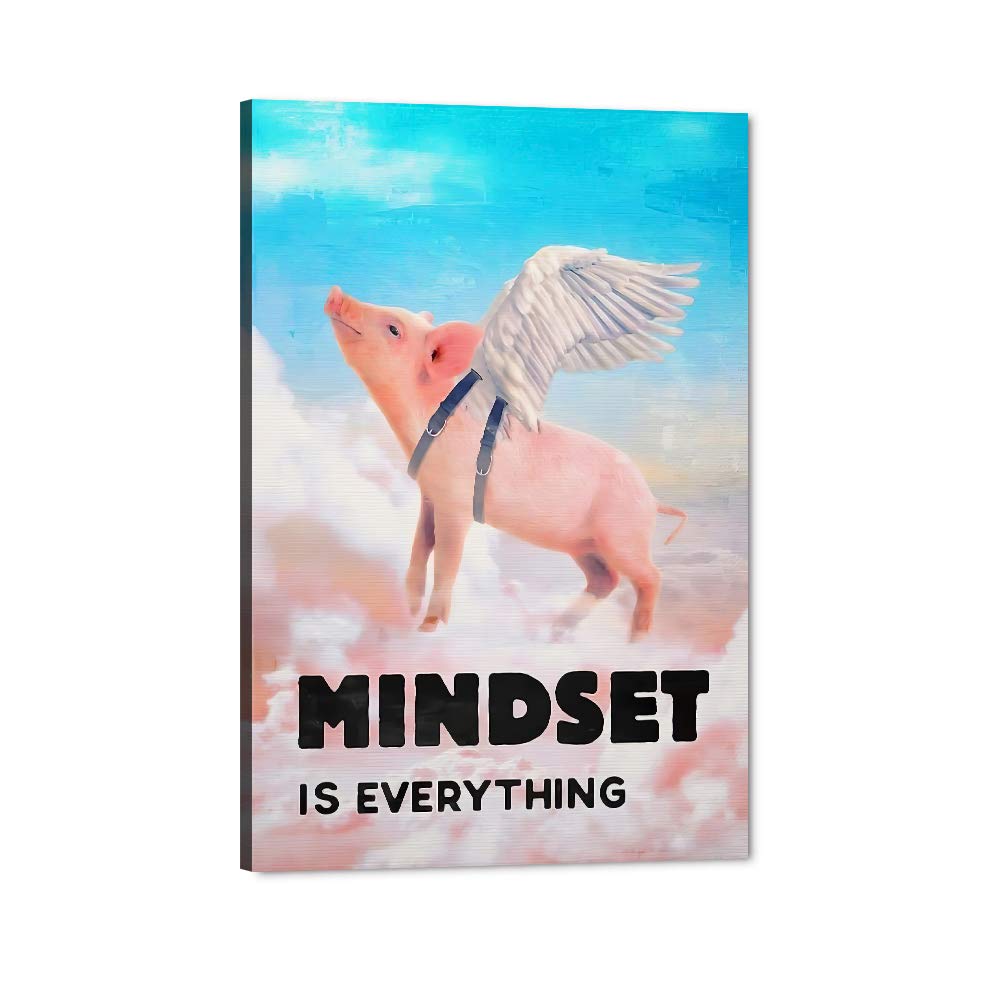 Motivational Canvas Wall Art for Office & Home - 'Mindset is Everything' Inspirational Quote Print - Framed Positive Mindset Decor for Office, Gym & Living Room (24x36 Inches) - Perfect for Work Motivation & Wall Decoration