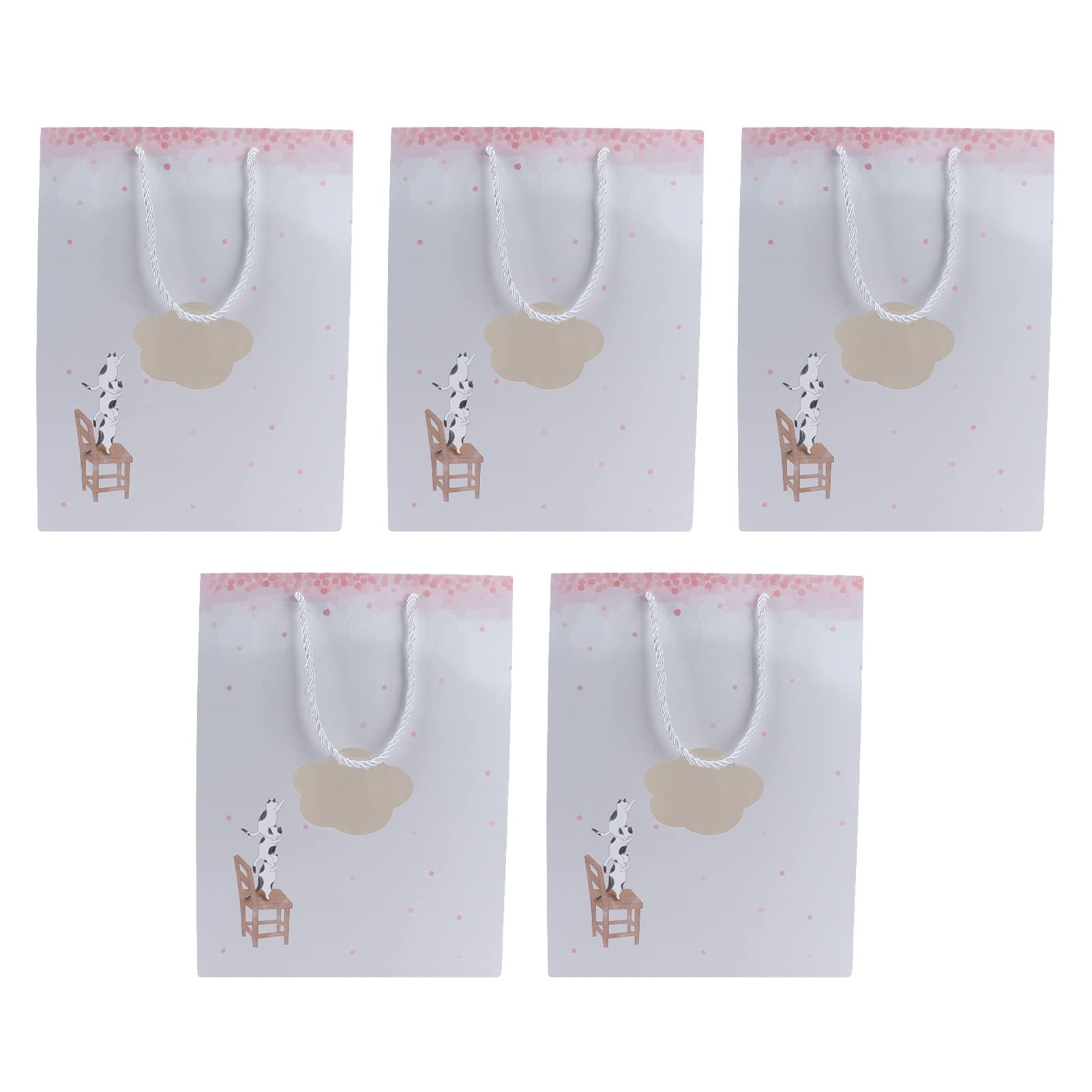 5Pcs Durable Cartoon Pattern Gift Bags for Retail Shopping & Gift Packaging - Cute Cloud Cat Design | Perfect for Birthday Parties, Wedding Favors & Holiday Gifting