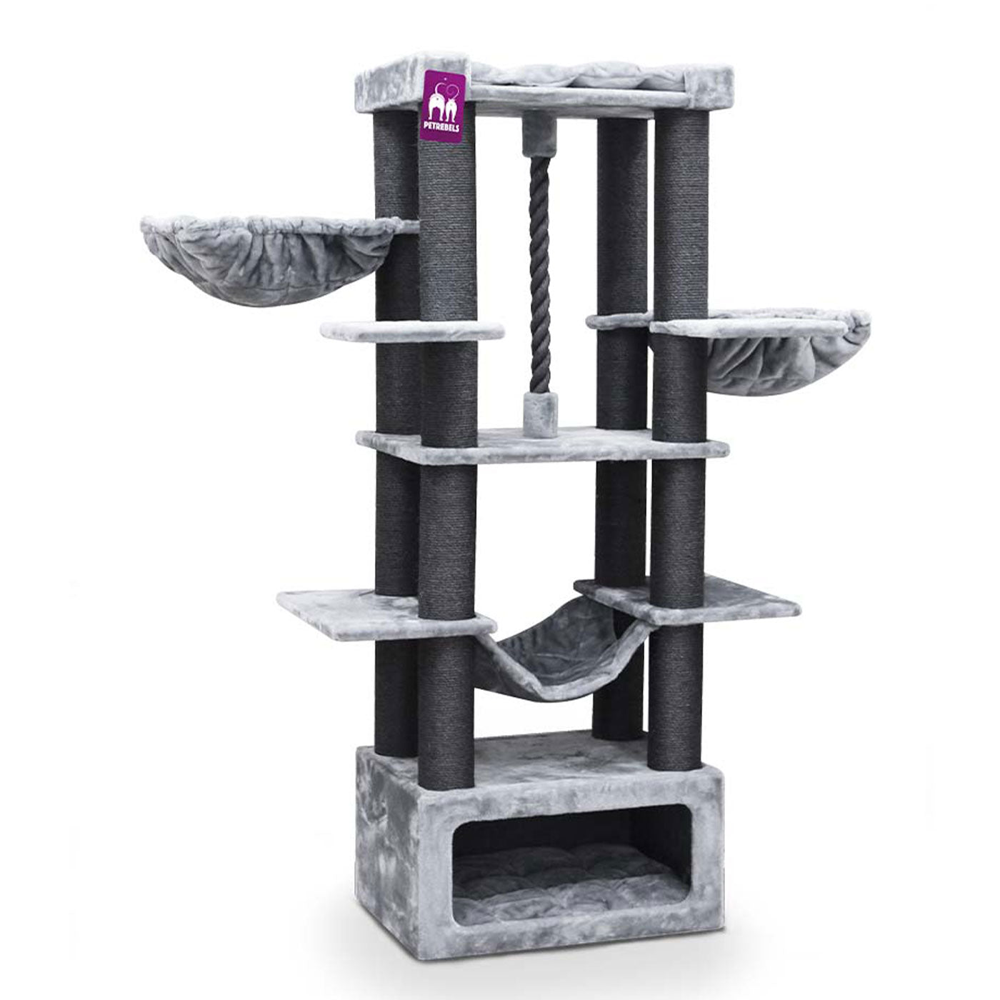 Lucky Rebels Riverview 190cm Cat Tree - Large Multi-Level Cat Condo with Scratching Posts & Perches - Perfect for Indoor Cats Play, Rest & Climbing