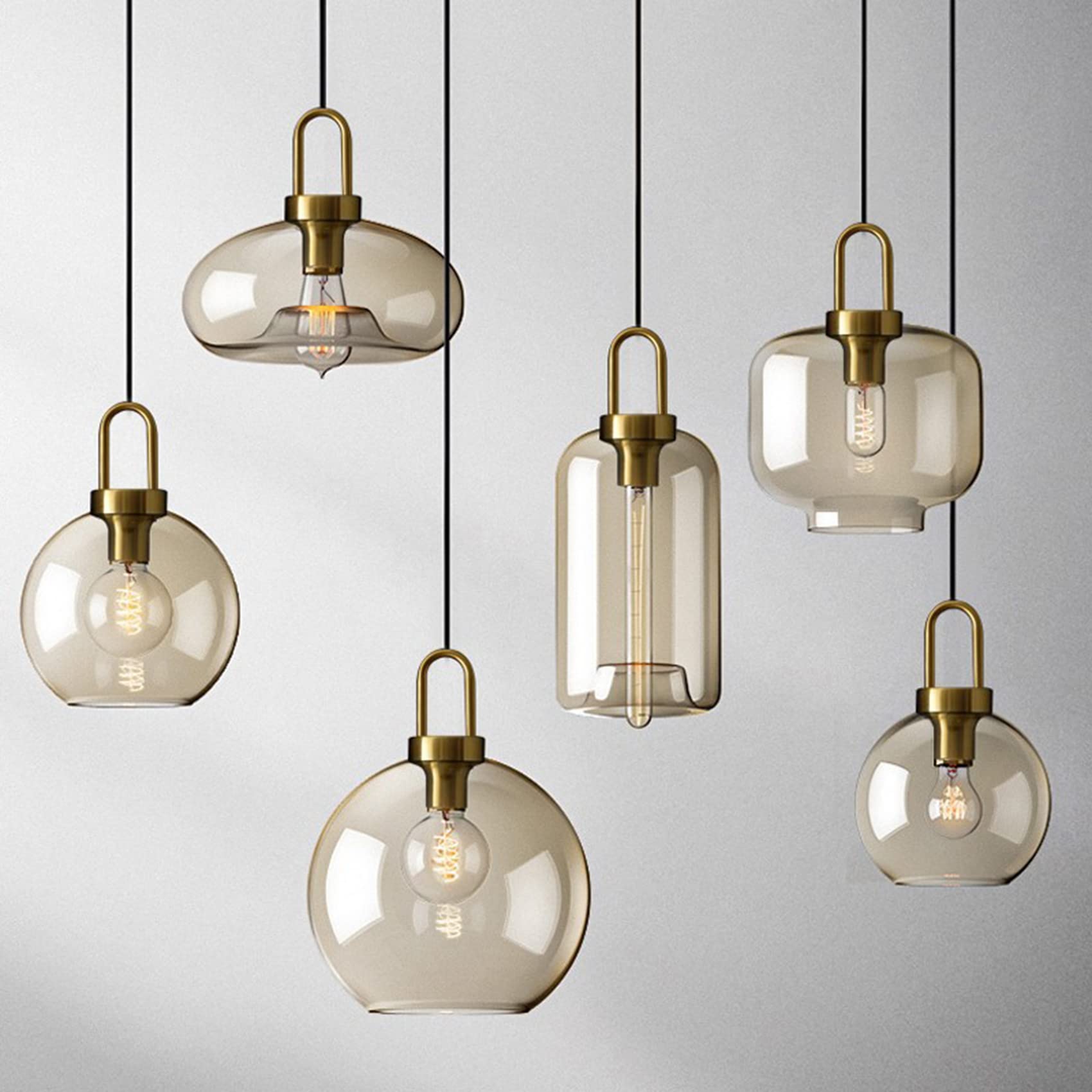 **Amber Glass Pendant Light Fixtures - 3-Light E26 Hanging Chandelier for Kitchen Island, Dining Room & Living Room - Warm Ambient Lighting for Modern Home Decor**