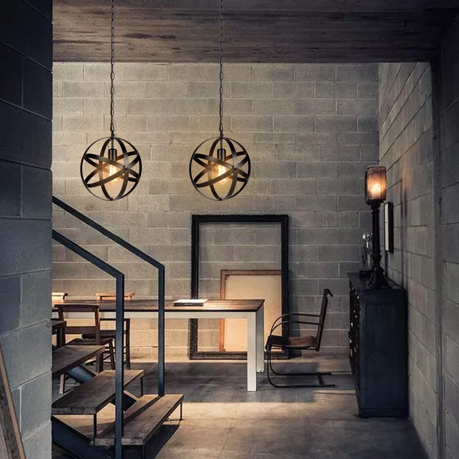 Tomshine Rustic Metal Plug-in Pendant Light - Farmhouse Chandelier for Kitchen, Dining Room, Bedroom & Living Room | Easy Installation Hanging Light Fixture for Home Decor