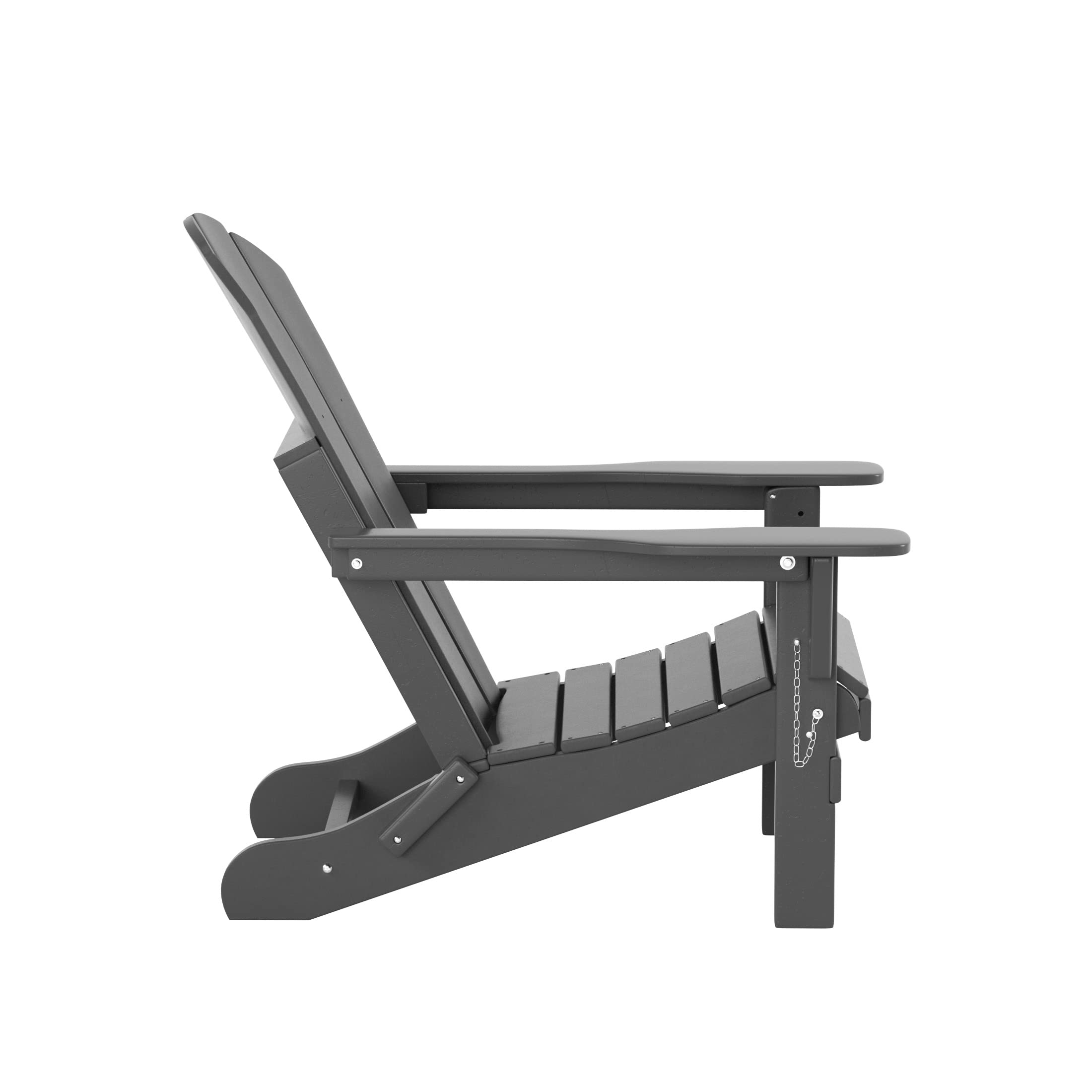 2-Pack HDPE Adirondack Chairs - Outdoor Folding Lounge Chairs for Patio, Poolside, Backyard & Beach - Weather-Resistant UV-Protected Gray Furniture Set - Perfect for Relaxing by Fire Pit, Garden Lounging & Balcony Seating