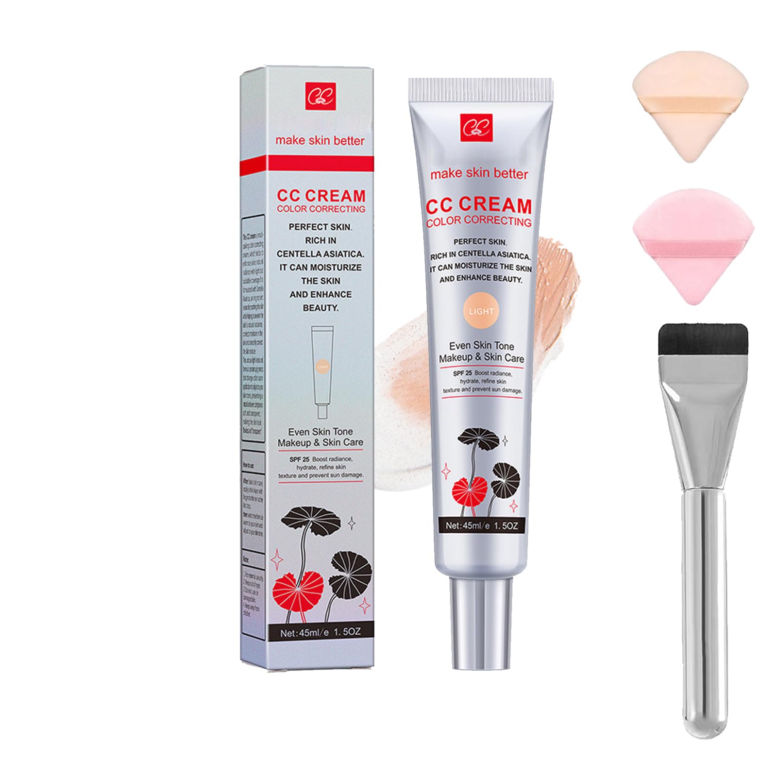 Caiucoco Korean Color Changing CC Cream - SPF 30 Color Correcting & Brightening Face Makeup (Lightweight, Natural Coverage) for Daily Wear & Special Occasions