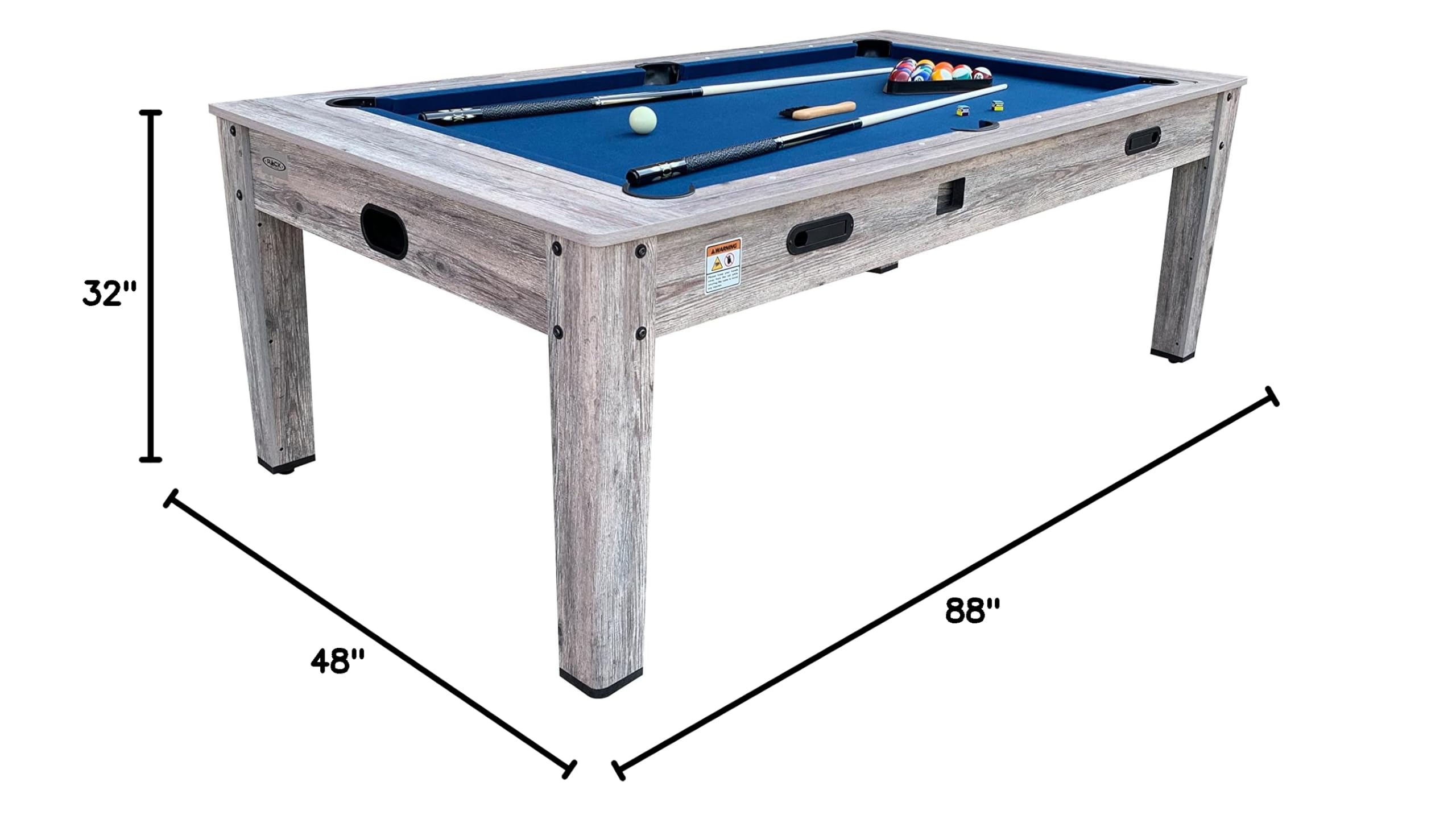 RACK Luxor 7.5-Foot 4-in-1 Multi-Game Swivel Billiard/Pool Table for Home, Game Room, and Entertainment Spaces