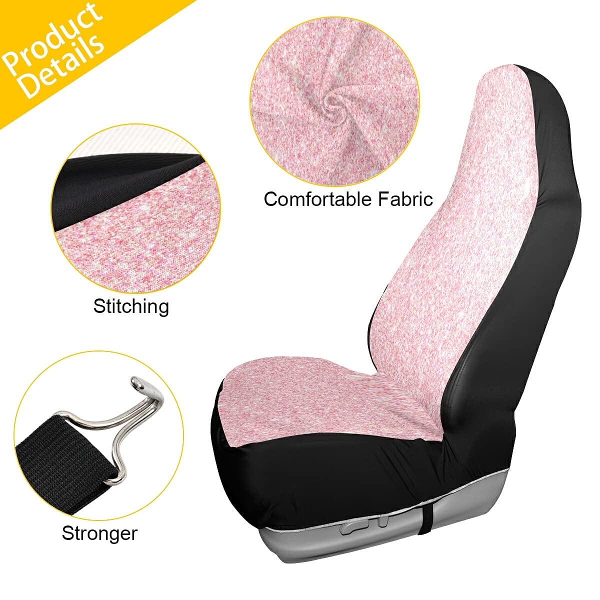 Pink Glitter Breathable Car Seat Cover - Universal Fit for Cars, SUVs, Trucks & Vans - 1pc Seat Protector for Comfort & Style | Perfect for Daily Commute, Road Trips & Vehicle Protection