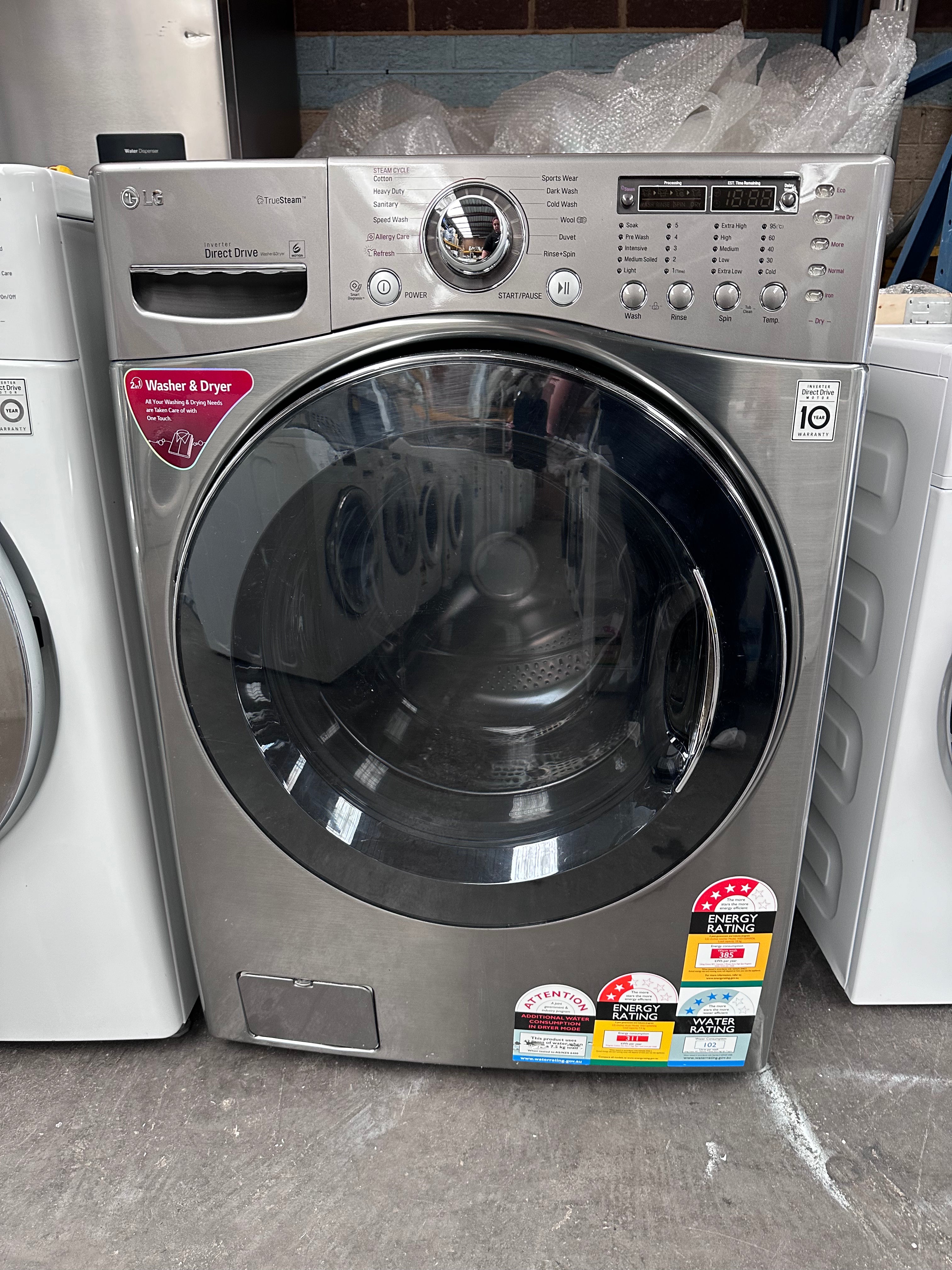 LG 15kg/7.5kg Washer Dryer Combo - Energy Efficient Front Load Laundry Machine with Smart Features | Perfect for Apartments, Small Homes & RV Living [Certified Refurbished]
