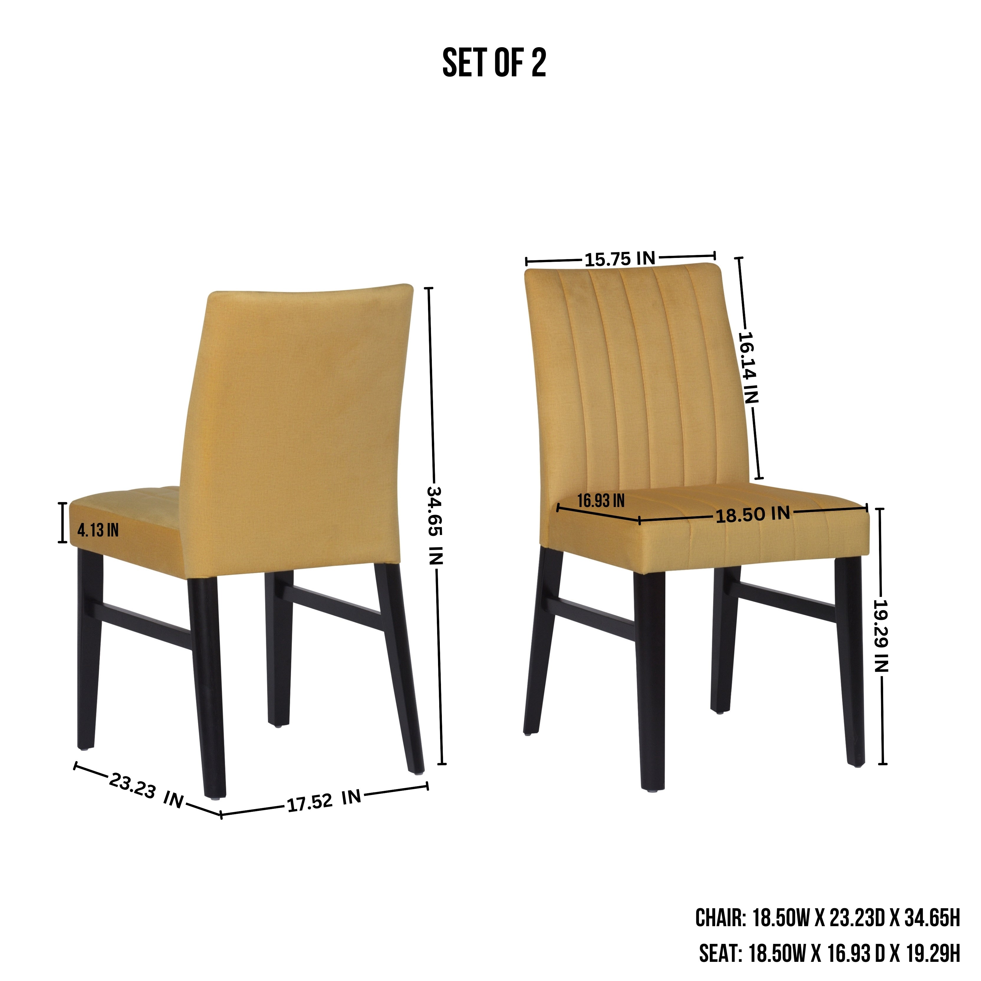 Roundhill Furniture Wendell Contemporary Upholstered Dining Chairs Set of 2 - Modern Kitchen & Dining Room Seating for Home & Restaurant Use