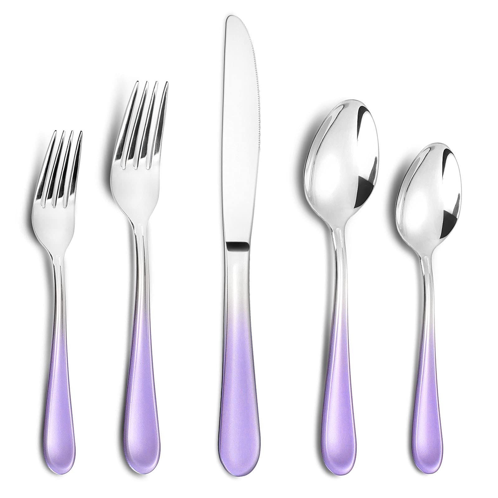 20-Piece Gradient Purple Stainless Steel Flatware Set for 4 - Mirror Polished Kitchen Utensils, Dishwasher Safe Cutlery Set - Perfect for Dinner Parties, Wedding Gifts & Everyday Dining