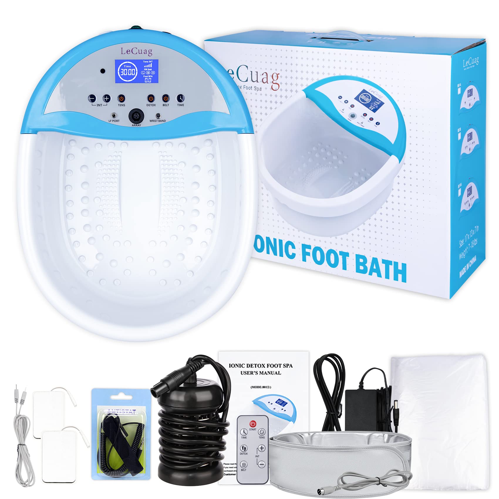 2023 Ionic Foot Bath Detox Machine with Remote Control - Ion Foot Spa Cleanse System with Heating Belt, Timer & 100 Liners - Perfect for Home Spa, Relaxation & Detox Therapy