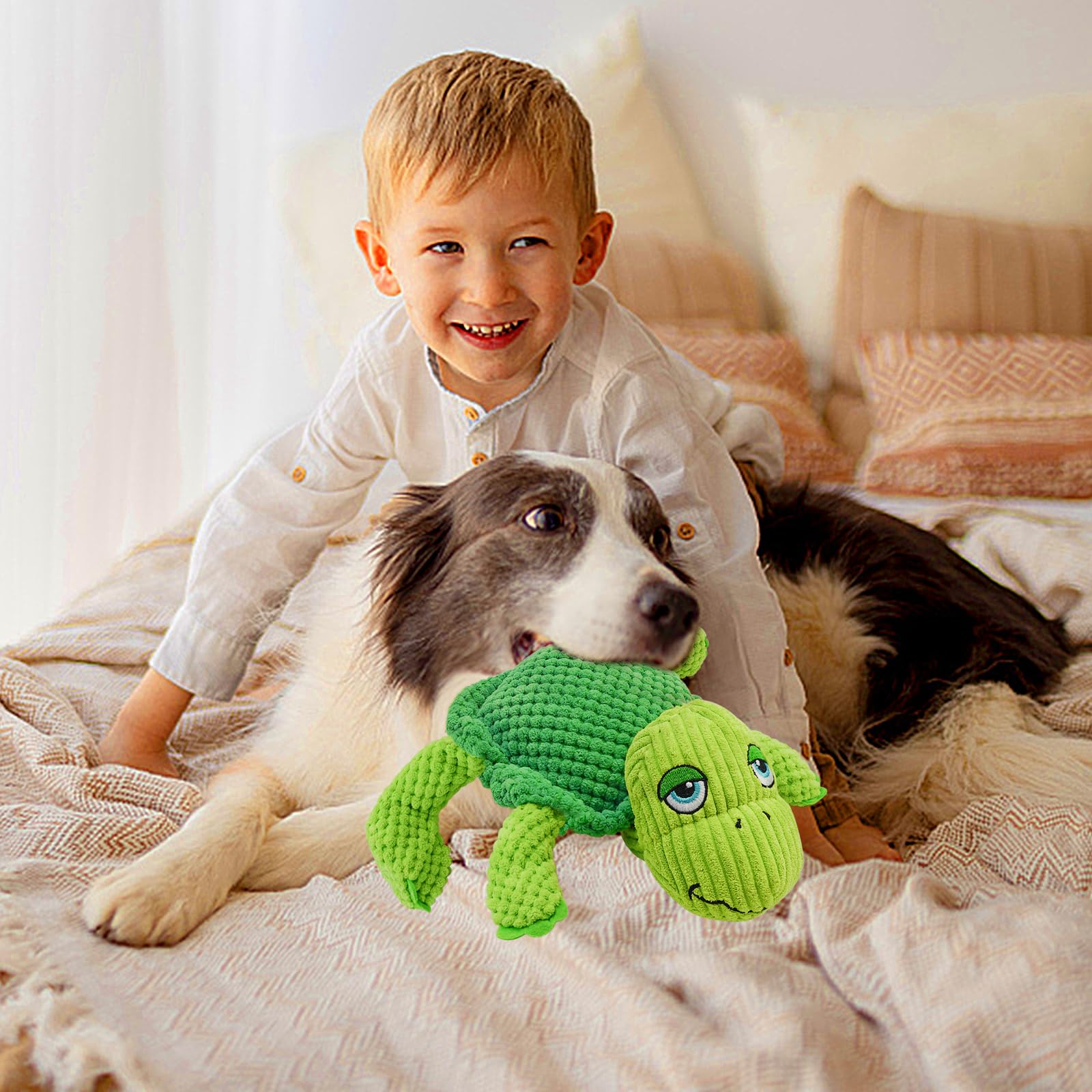 **Durable Squeaky Dog Toys - Cute Turtle Plush Chew Toy for Small & Medium Dogs | Non-Shedding, Interactive Indoor Play | Perfect for Training, Teething & Playtime**