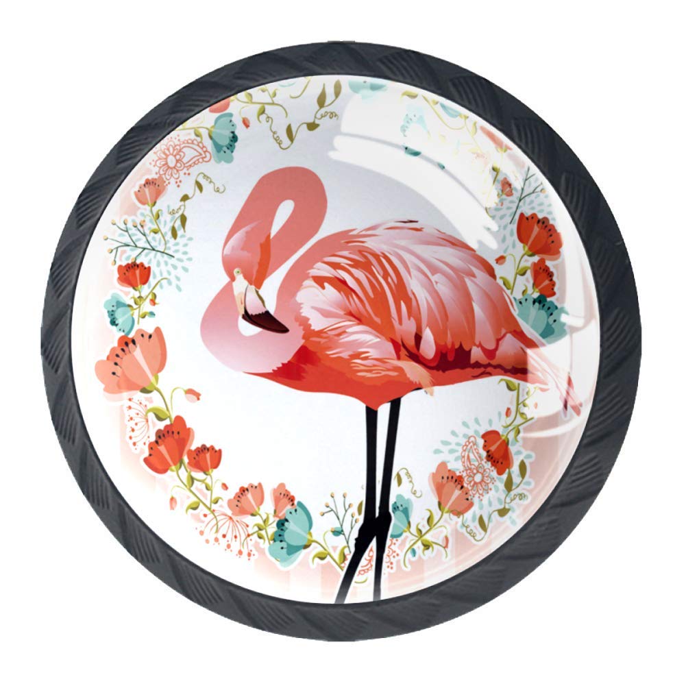 Flamingo Chic 30MM Glass Cabinet Drawer Knobs - Set of 4 Elegant Drawer Pull Handles for Kitchen, Cupboard & Home Decor | Perfect for Modern Cabinets, Dressers & DIY Furniture Upgrades