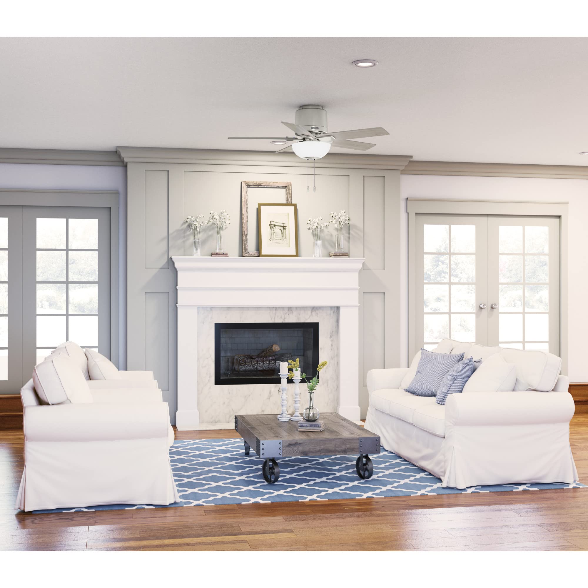 Hunter Fan Company 51587 Fitzgerald 44-Inch Indoor/Outdoor Ceiling Fan with LED Light Kit, Brushed Nickel Finish - Perfect for Bedroom, Living Room, Patio & Covered Porch