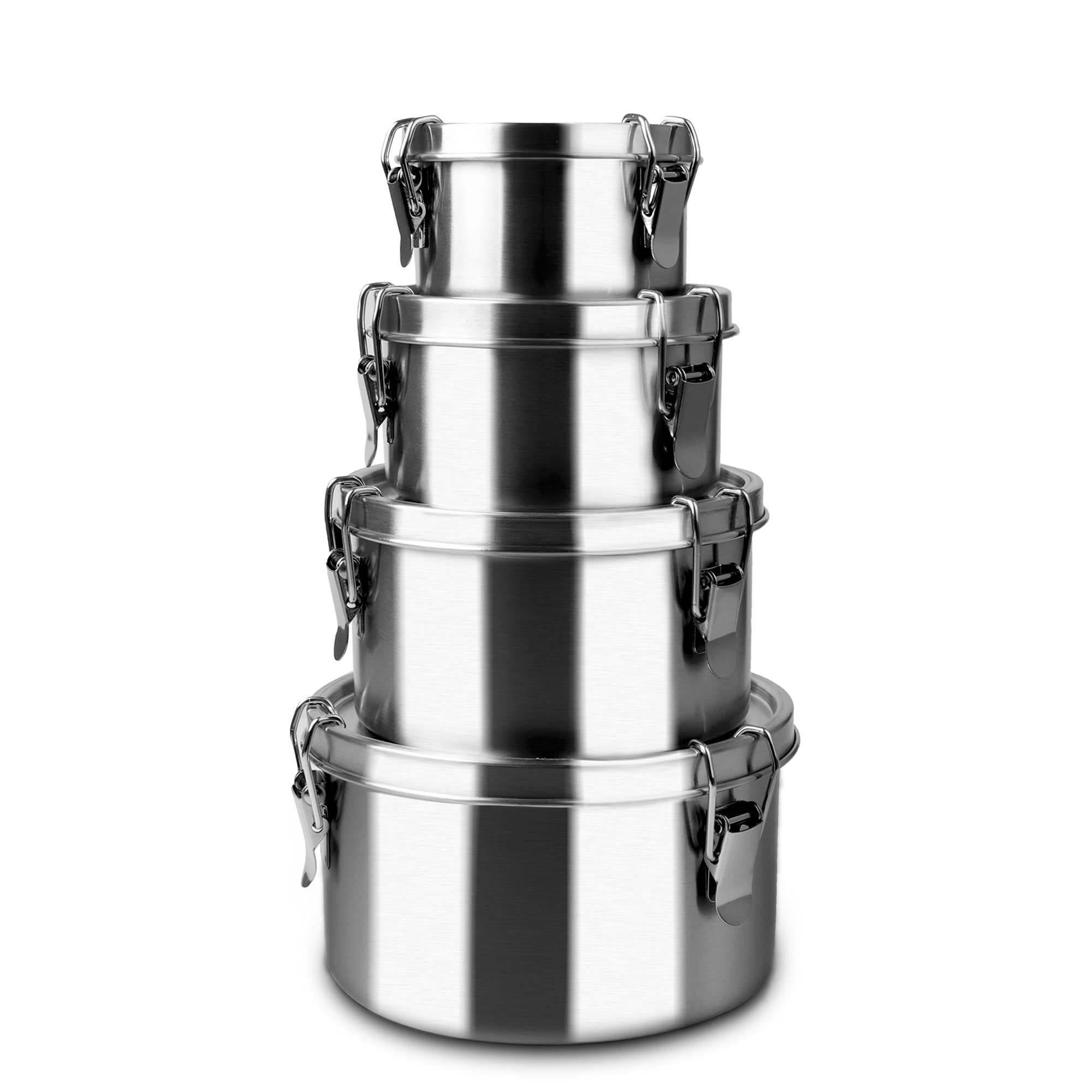 Afranti 4-Piece Stainless Steel Stackable Lunch Box Set - Airtight, Leakproof Food Storage Containers for Fruits, Kimchi, Meal Prep - Perfect for Outdoor Picnics, Camping, Office & School Lunches
