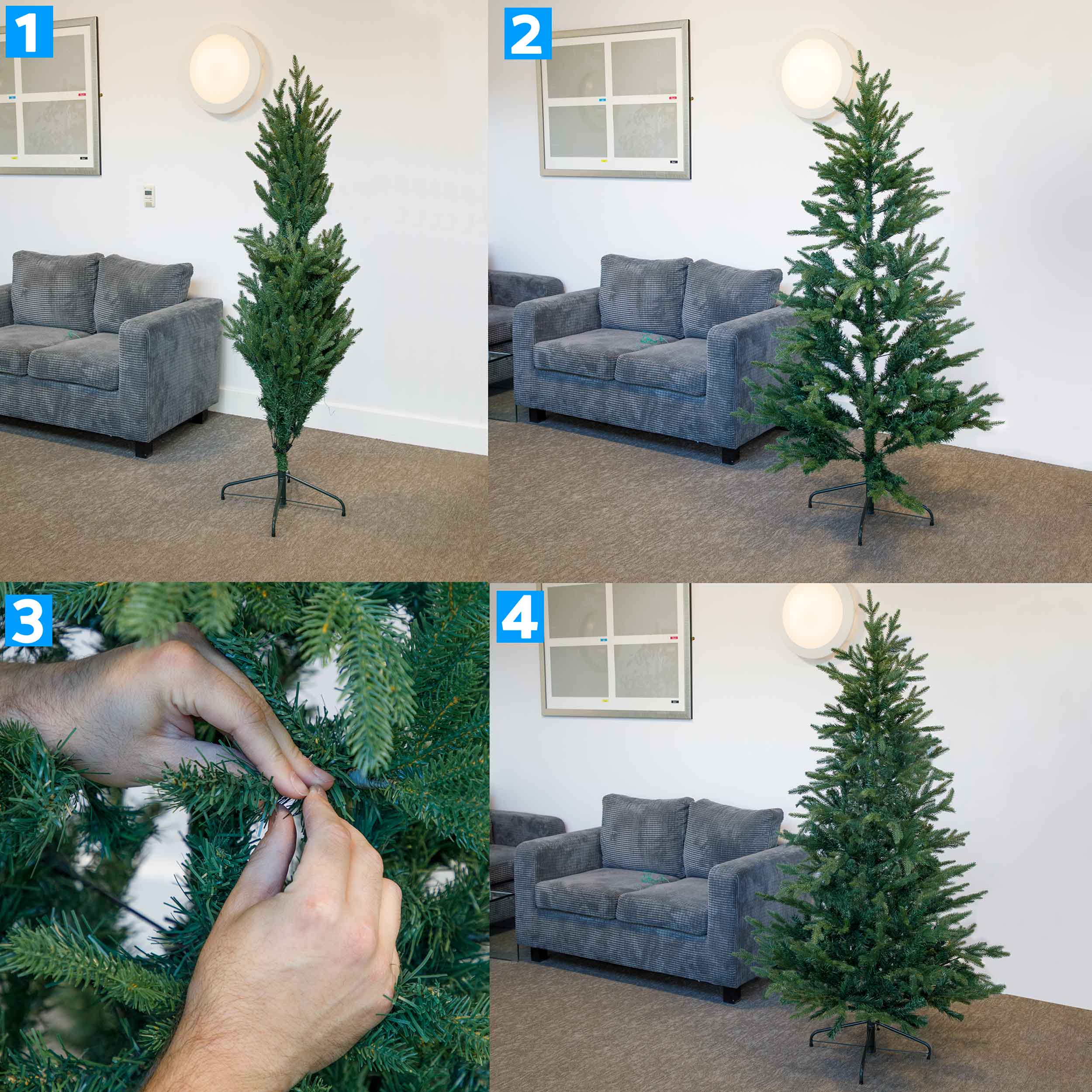 5ft Pre-Lit Hinged Artificial Christmas Tree with 200 Warm White LED Lights & Realistic PE/PVC Tips - Easy Setup Holiday Decor for Living Room, Bedroom, Office (Model DH80)