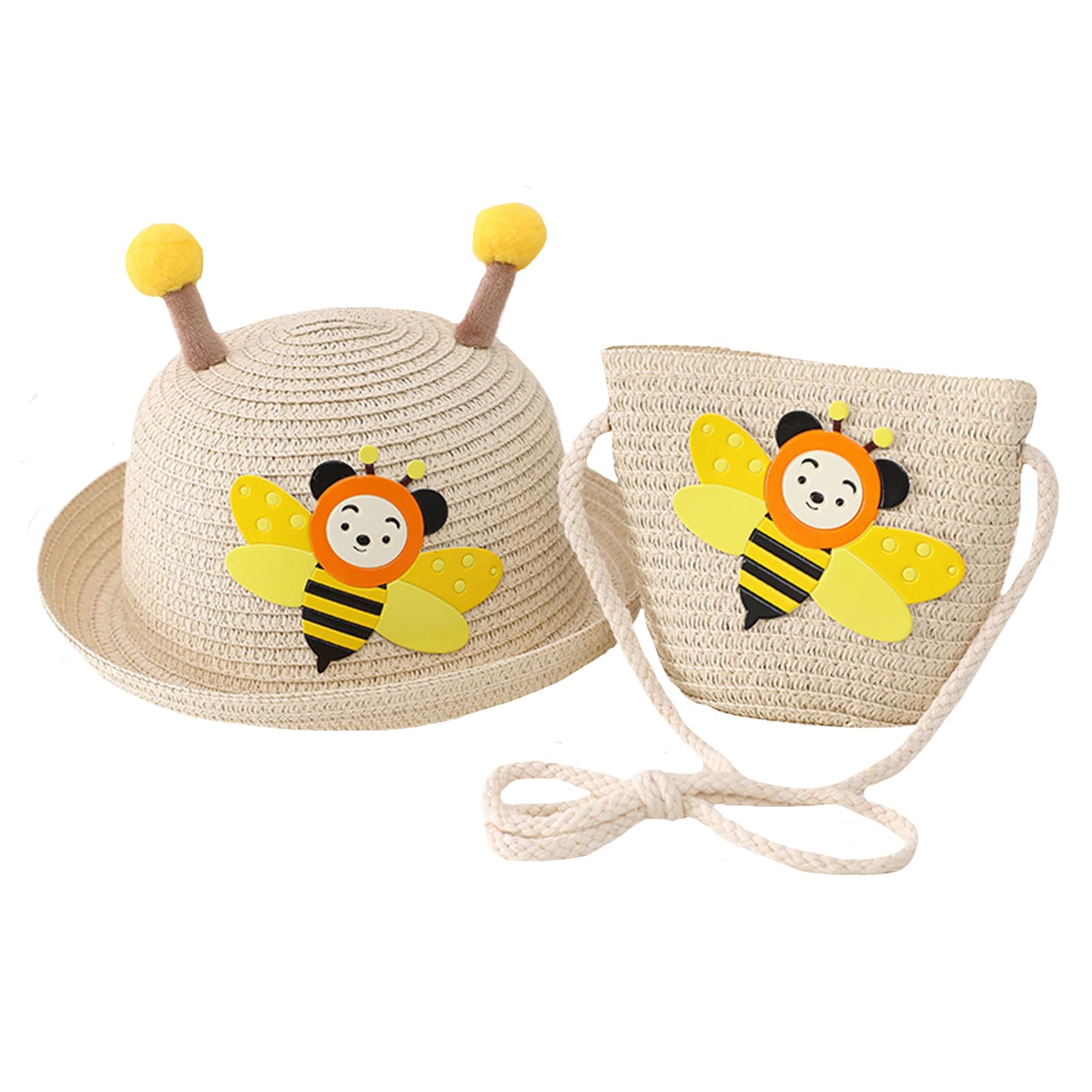 Sanqidu Toddler Girls Summer Straw Hat with Mini Purse Set - Baby Sun Protection Beach Hat for Outdoor Play, Park Visits & Vacation Accessories