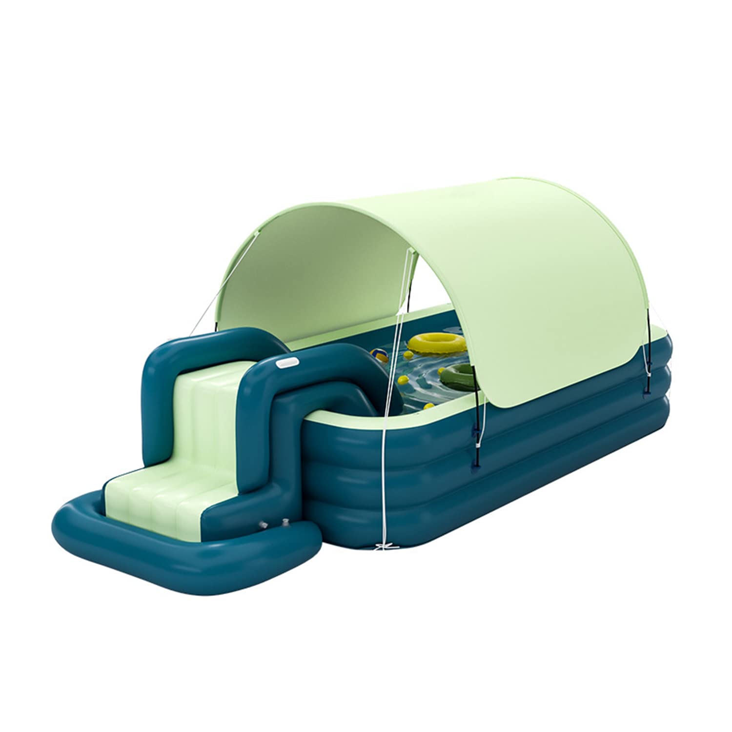 YUEWO Inflatable Swimming Pool with Canopy - 2.6m/8.5ft Large Above Ground Portable Blow Up Pool for Adults & Family - 3-Layer Durable Design for Garden, Backyard, Outdoor Relaxation & Summer Fun (Green)