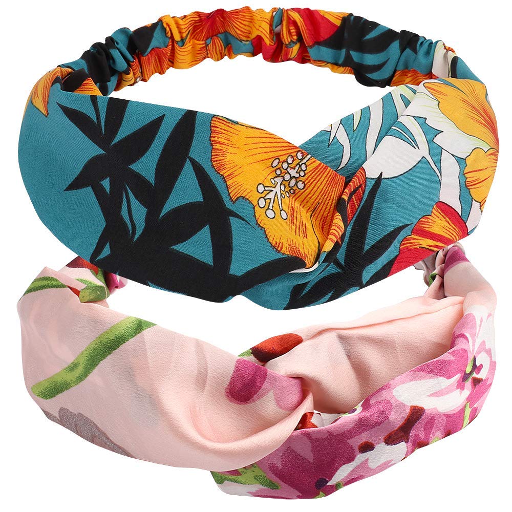 Boho Headbands for Women & Girls - 12 Pack Cross Wrap Cloth Fabric Hair Accessories | Perfect for Yoga, Workouts, and Casual Everyday Wear
