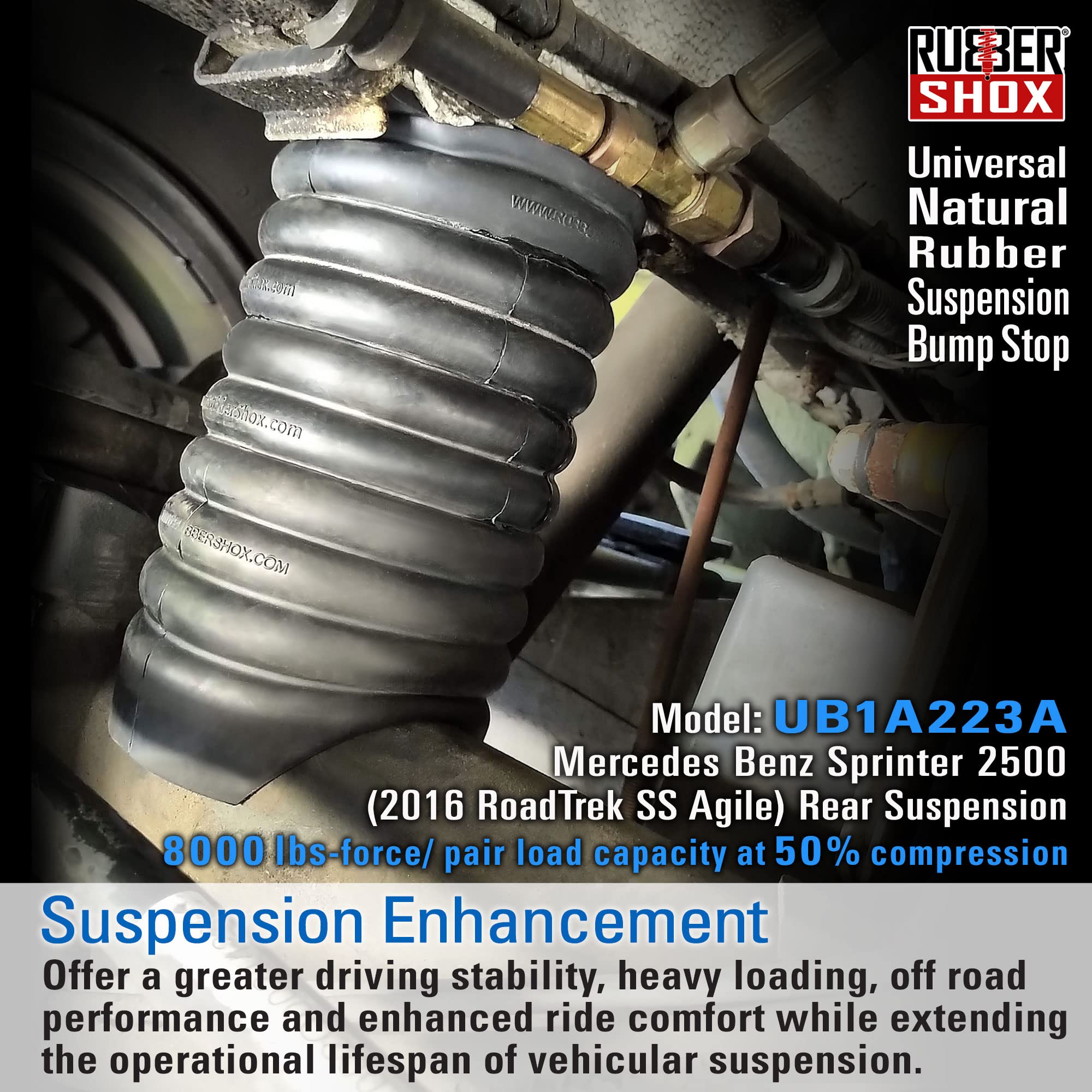Rubbershox Modular Natural Rubber Front & Rear Bump Stops for Ford F150 F250 Trucks | Heavy Duty Suspension Upgrade Kit | 9000 lbs Load Capacity at 50% Compression (7